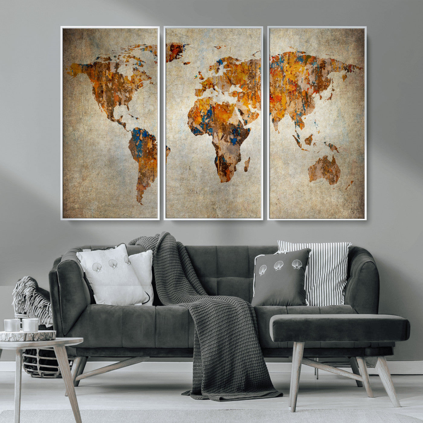 MGV-FC-48X32-3P - Push Pin World Map Canvas Print – Framed Wall Art for Couples to Track Their Travels – Anniversary
