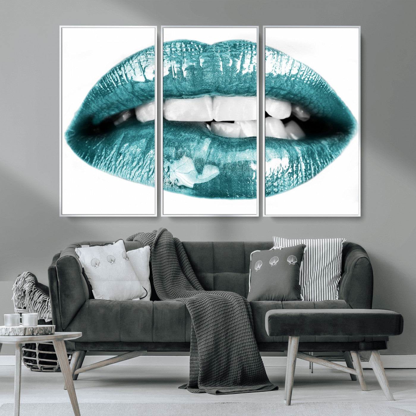MGV-FC-48X32-3P - Blue Lips Wall Art Canvas Print