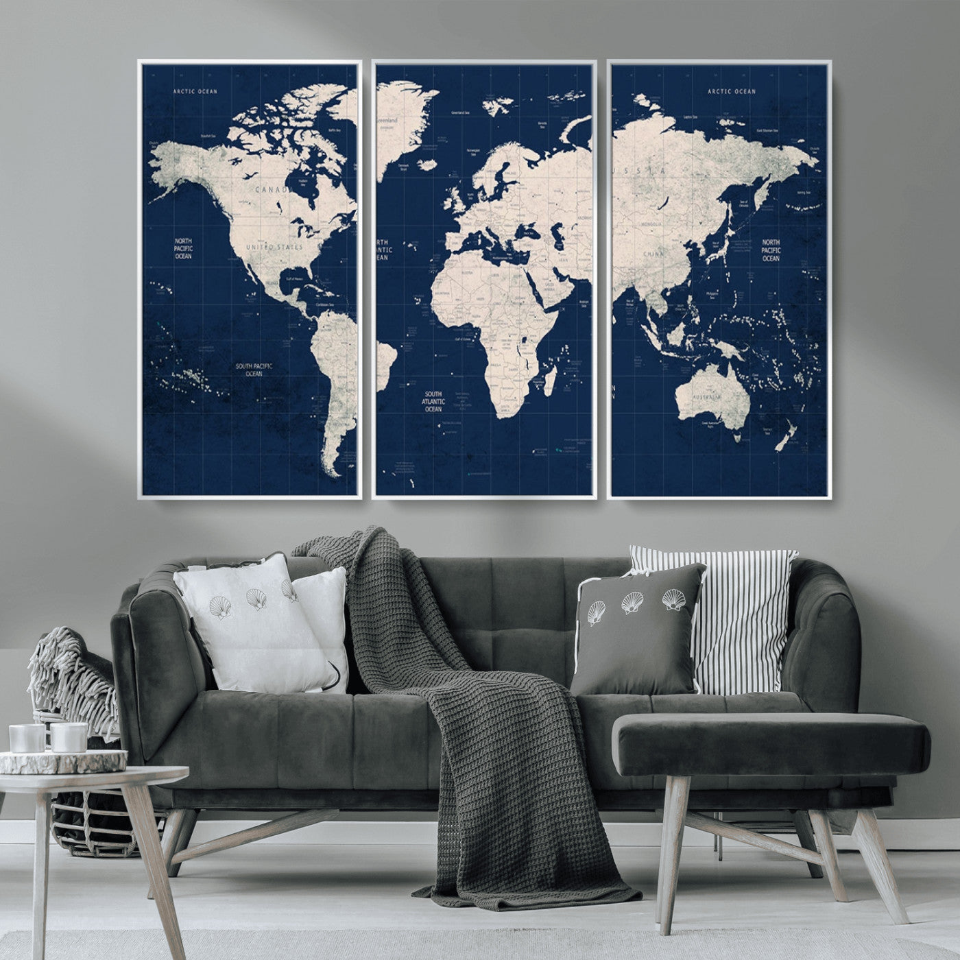 17866-MGV-CV-36X24-Push Pin World Map Canvas Print – Framed Wall Art for Couples to Track Their Travels – Anniversary
