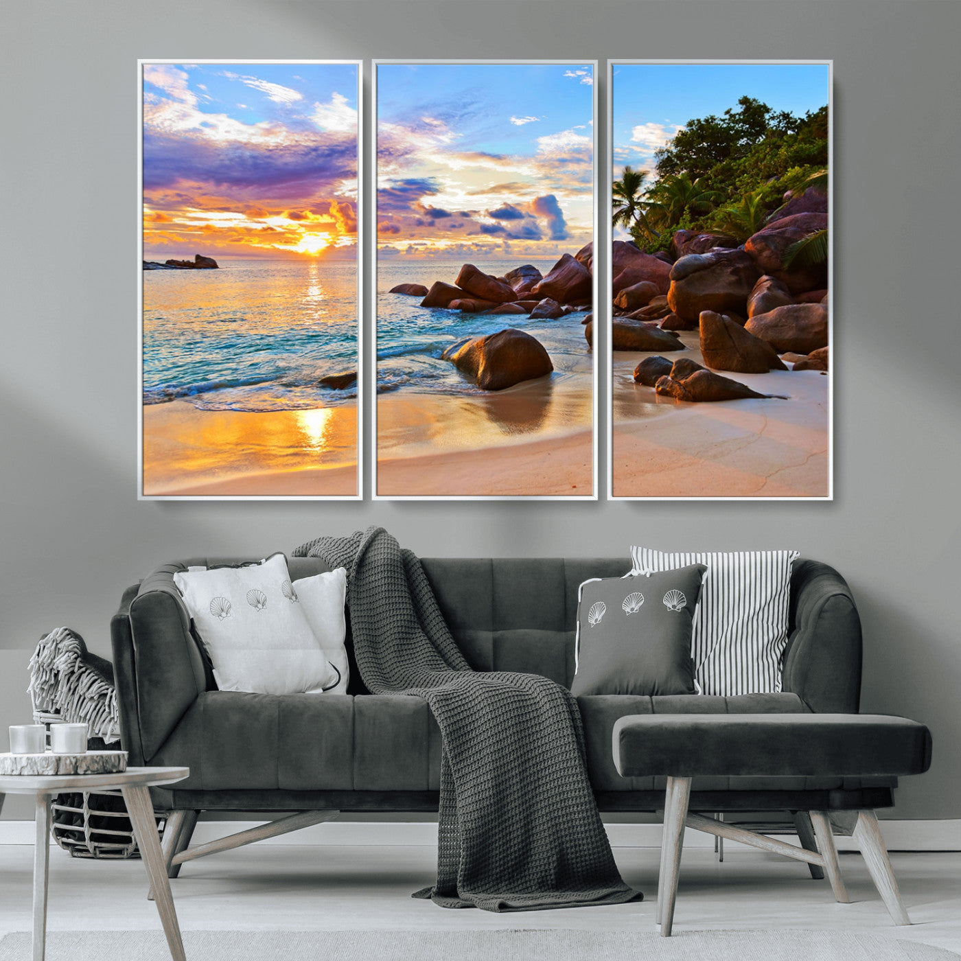 MGV-FC-48X32-3P - Tropical Island Beach Sunset Canvas Print