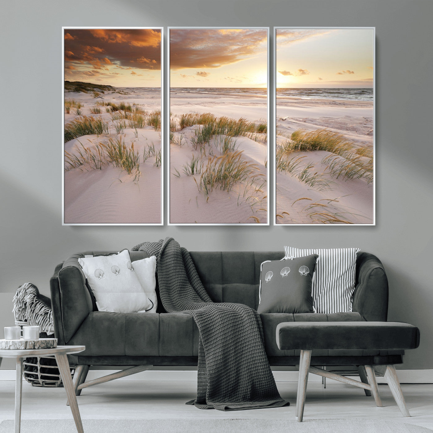 MGV-FC-48X32-3P - Flight Over Coastal Beach Landscape, Flight Over Coastal Beach Print Canvas Wall Art