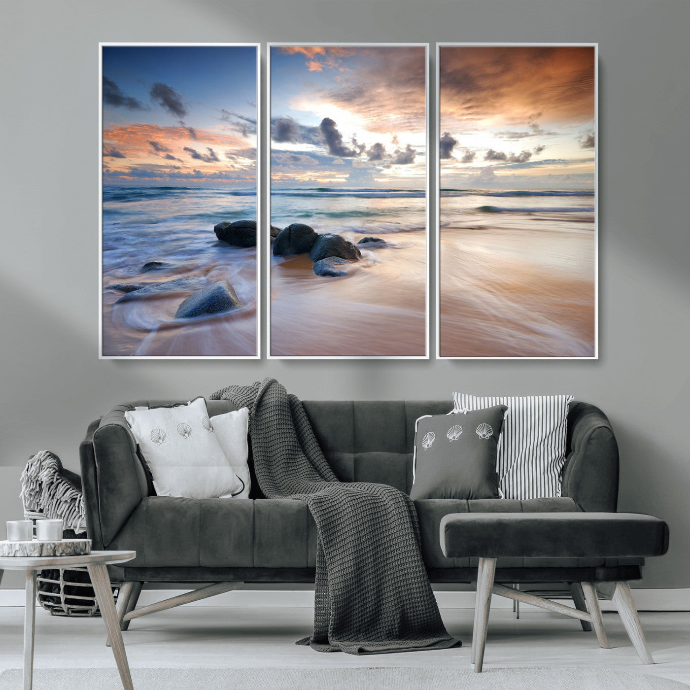 MGV-FC-48X32-3P - Serene Weather On The Beach Wall Art Canvas Print