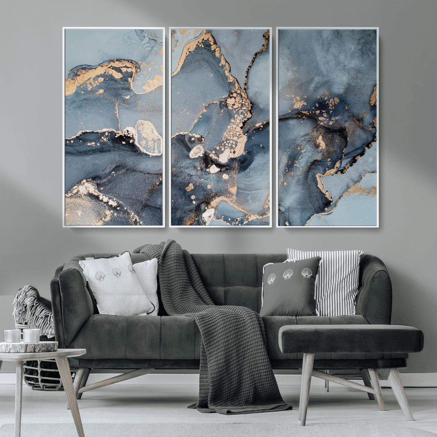 MGV-FC-48X32-3P - Multipanel Marble Fluid Effect Wall Art Abstract Canvas Wall Art Print