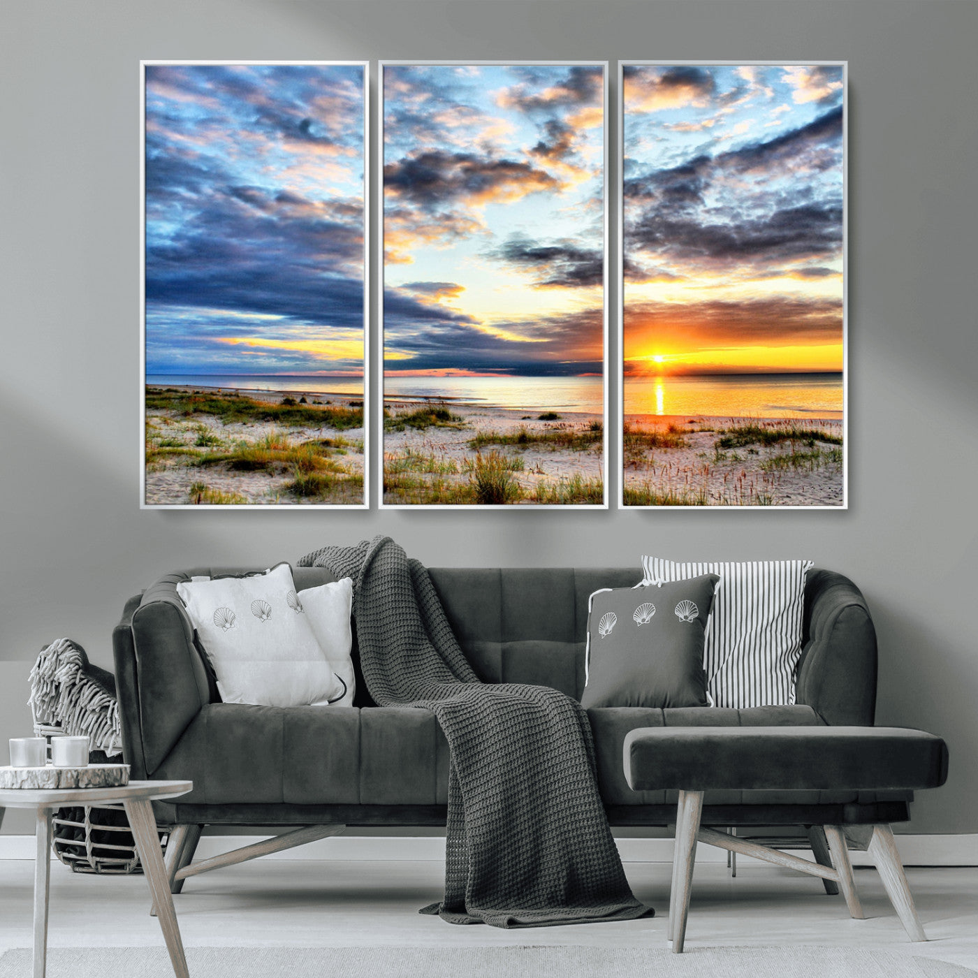 MGV-FC-48X32-3P - Sunset On The Ocean Wall Art Canvas Print