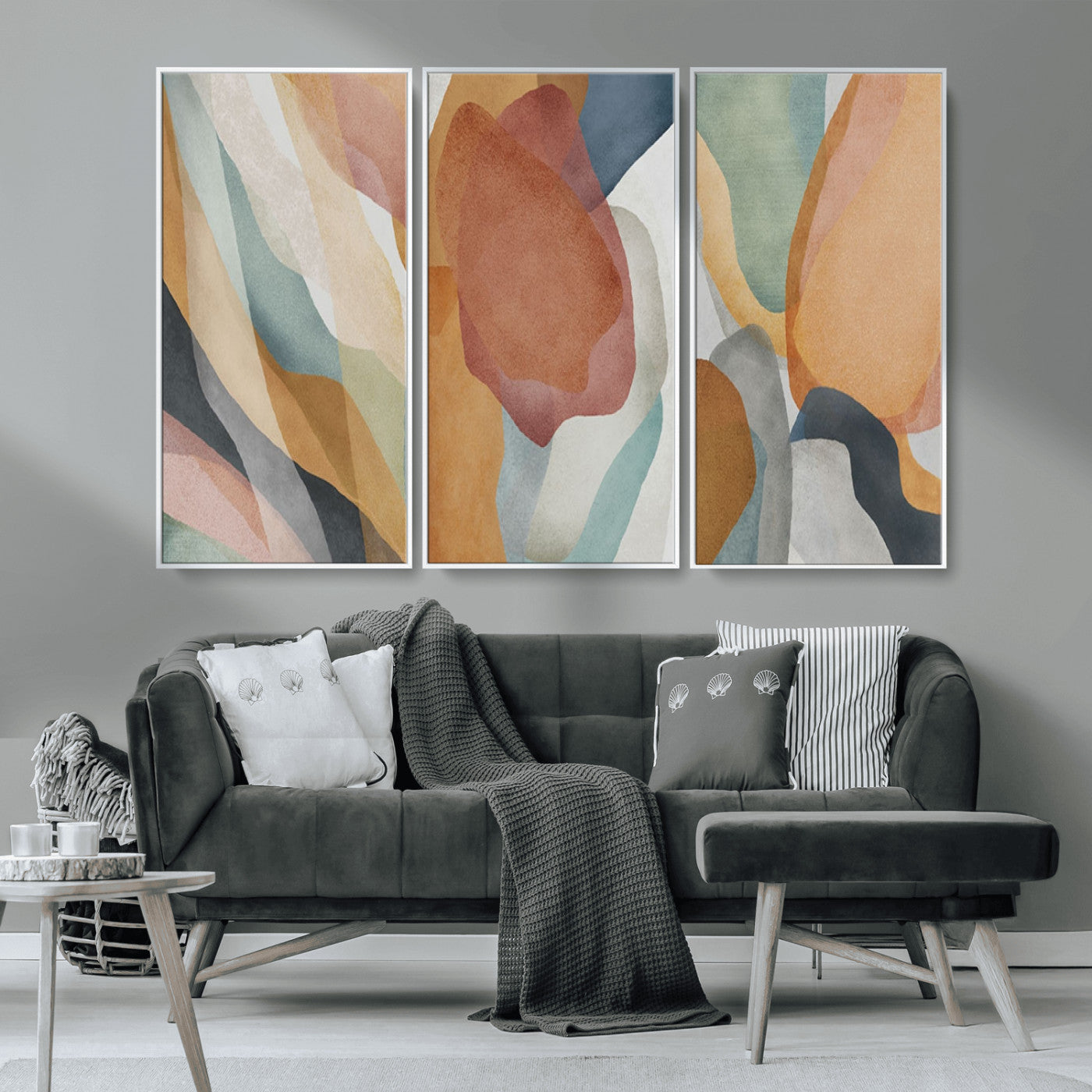 MGV-FC-48X32-3P - Boho Wall Art Canvas Print Set, Watercolor Boho Wall Art Canvas