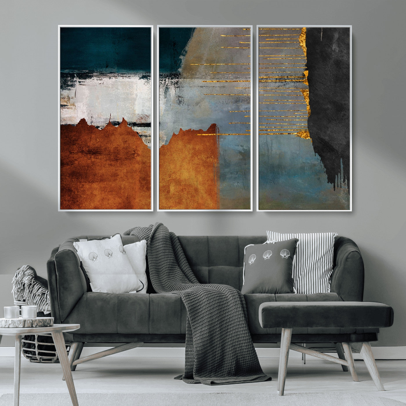 MGV-FC-48X32-3P - Modern Abstract Canvas Art Canvas Print - Framed and Ready to Hang Artwork for Contemporary Living Room or Office Decor
