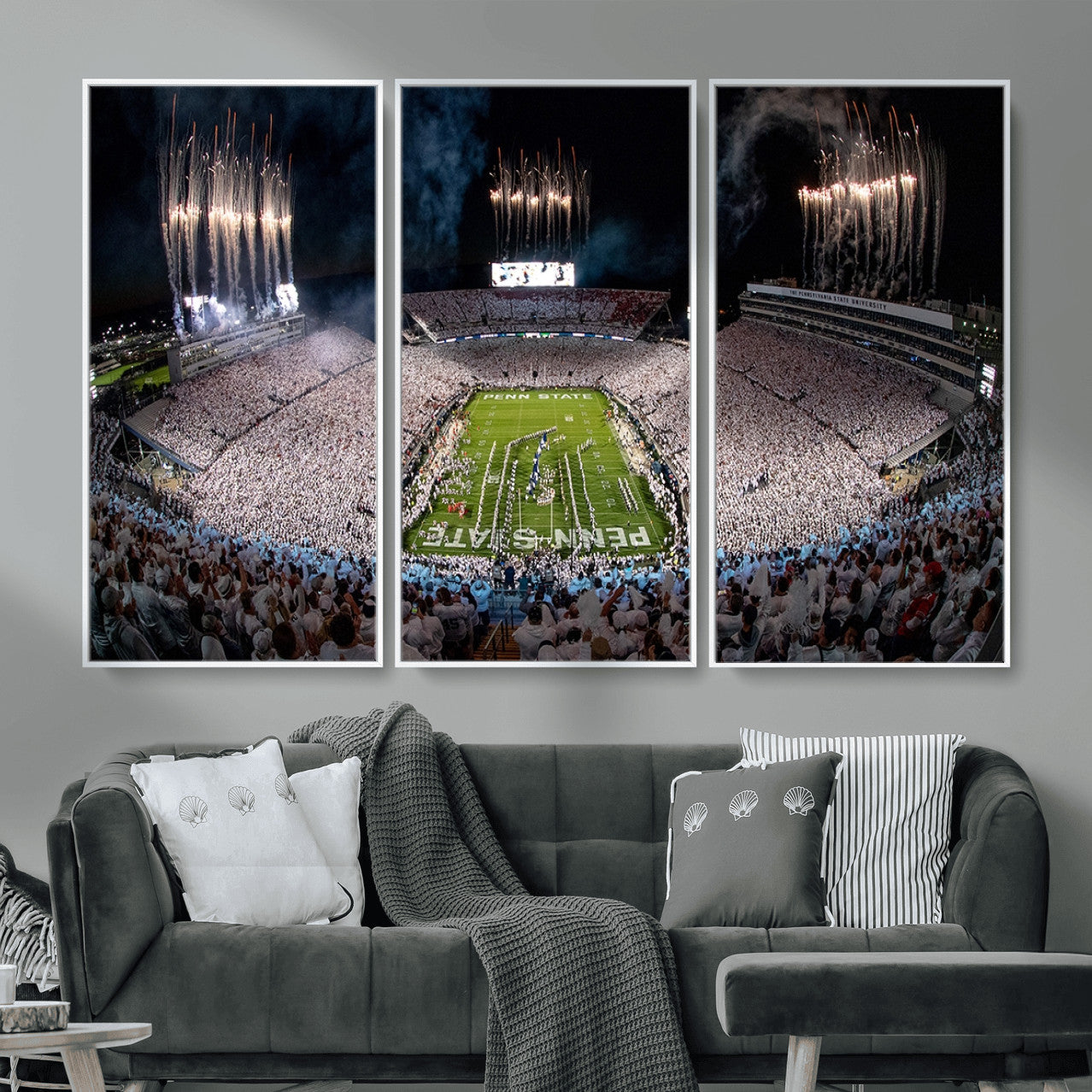 11391-MGV-CV-36X24 - Penn State Football Wall Art Canvas Print – Framed Stadium Game Day Sports Team Spirit Artwork for Home, Office