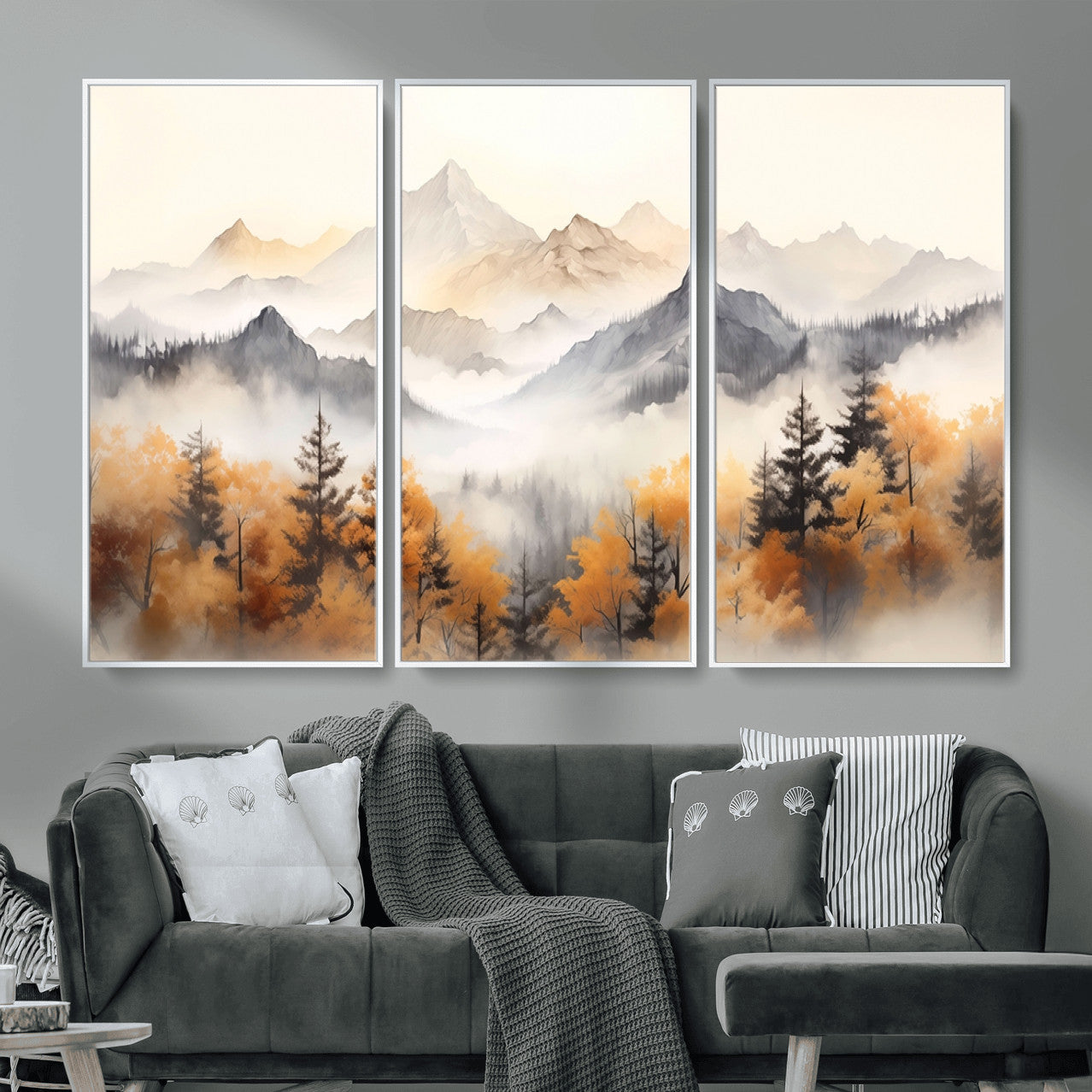 70049-MGV-CV-36X24 - Abstract Mountain Wall Art | Misty Mountain Forest and Mountains Canvas Print for Living Room,