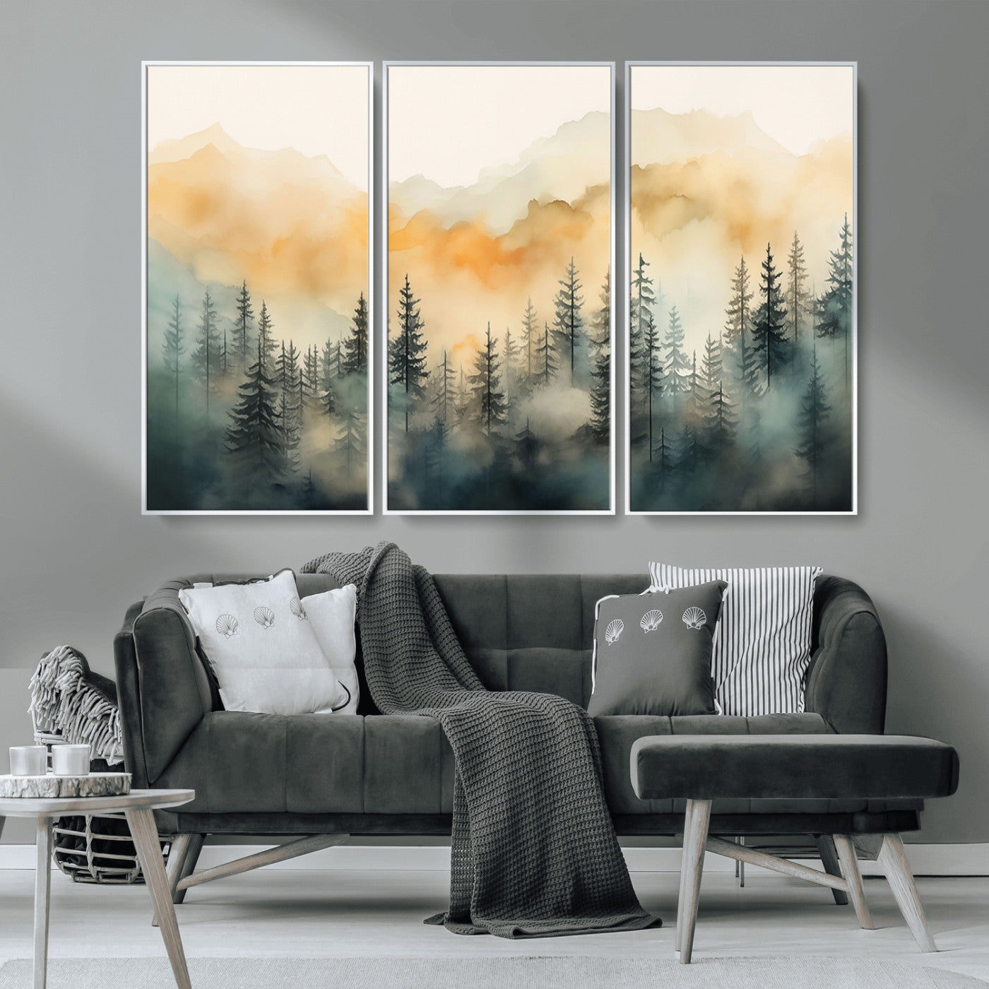 34155-MGV-CV-36X24-Abstract Forest Print - Mountain Wall Art | Autumn Landscape Canvas Print for Living Room, Bedroom, or Office | Large Wall Art Decor