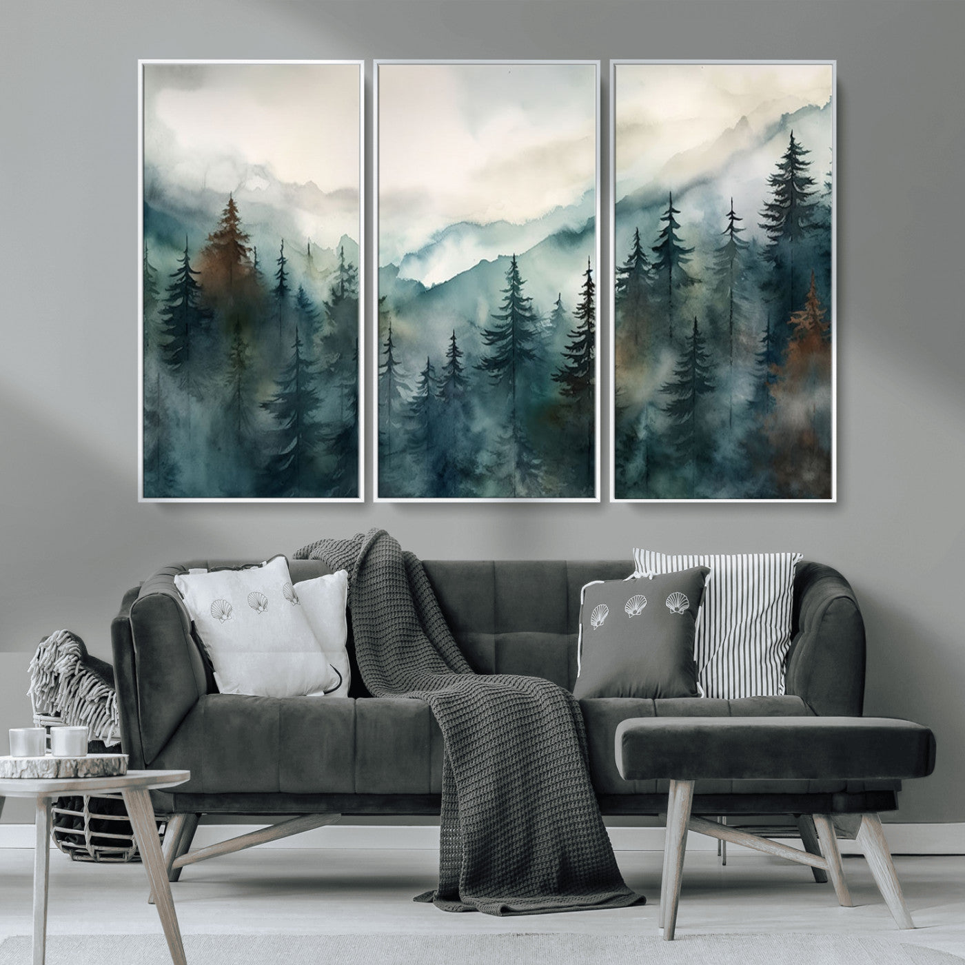 48468-MGV-CV-36X24-Serenity Forest Wall Art Canvas | Foggy Mountain Landscape Canvas Print for Living Room or Office | Nature-Inspired Woodland Decor