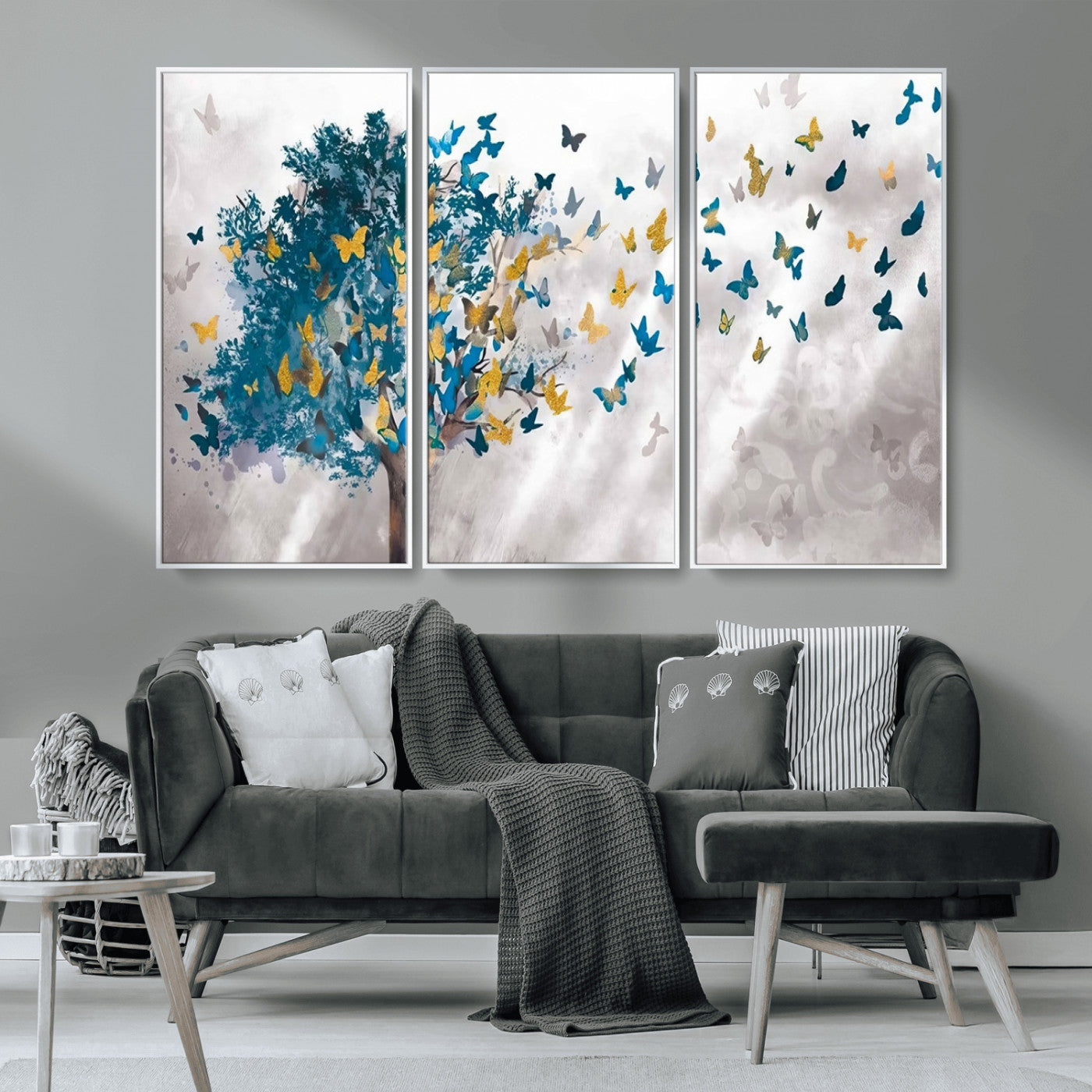MGV-FC-48X32-3P - Tree Butterfly Abstract Tree and Butterfly Wall Art Canvas Print