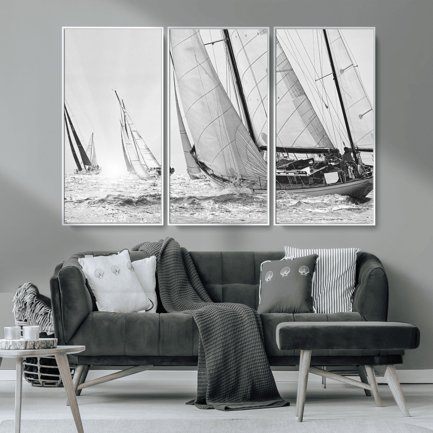 MGV-FC-48X32-3P - Yacht Sailboat Regatta Canvas Wall Art Canvas Print