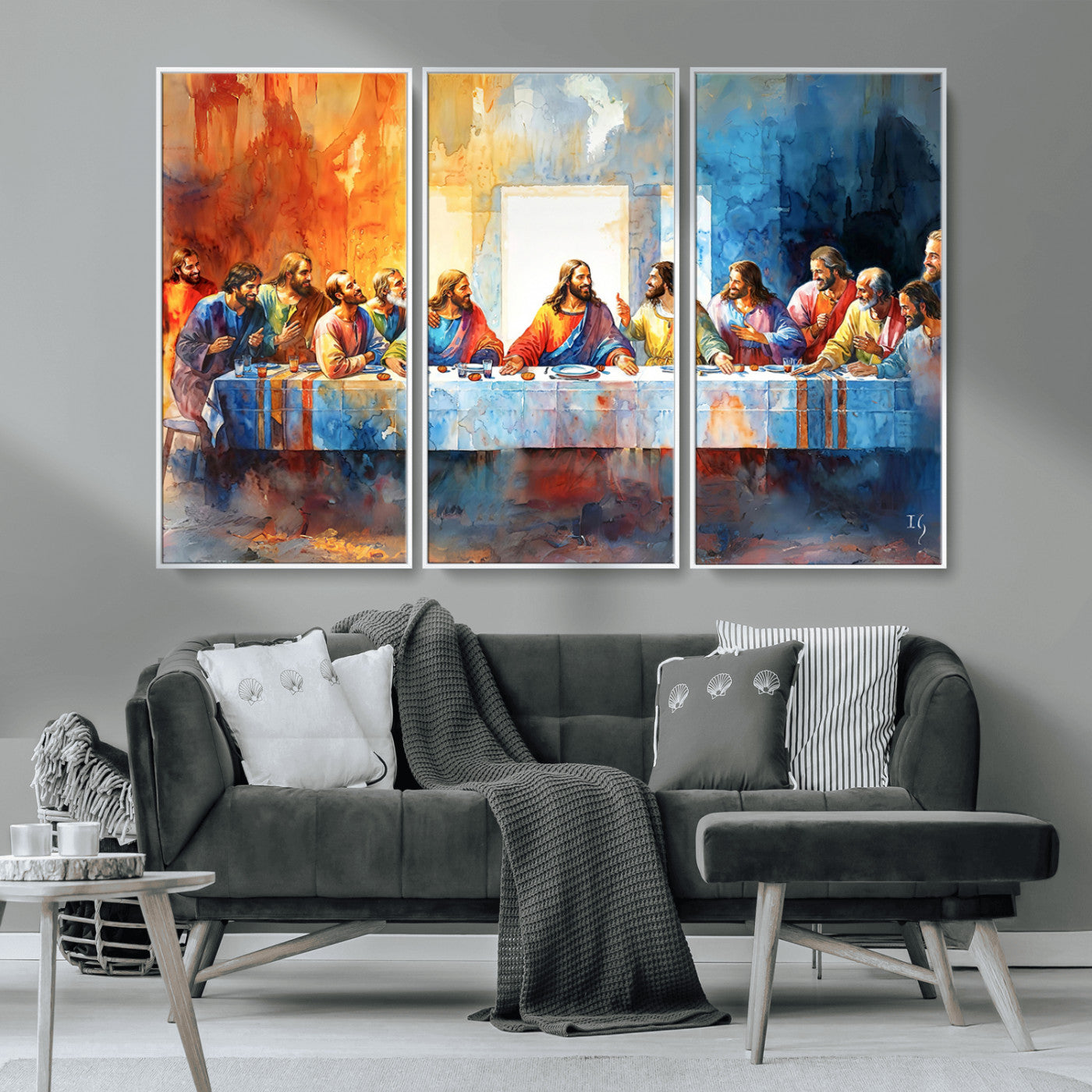 MGV-FC-48X32-3P - Abstract Waterolor The Last Supper Wall Art