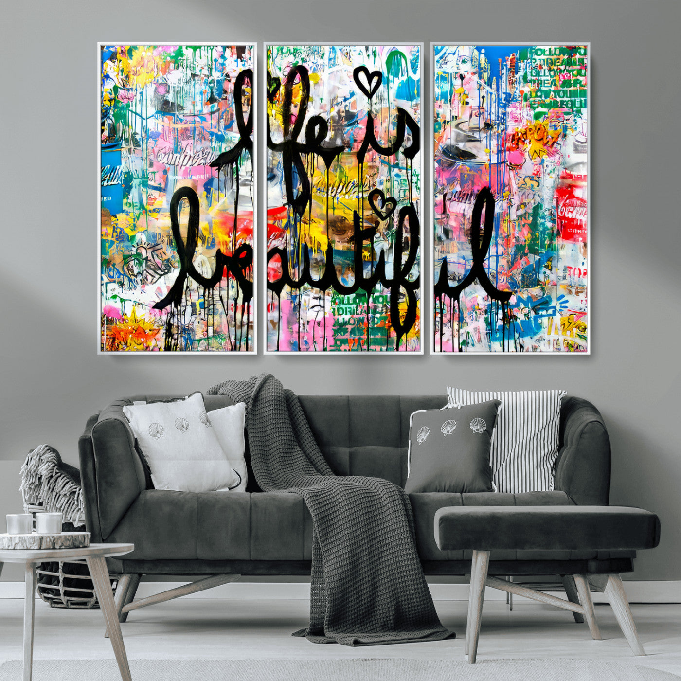 MGV-FC-48X32-3P - Life Beautiful Wall Art Canvas Print | Graffiti Wall Art Canvas Print