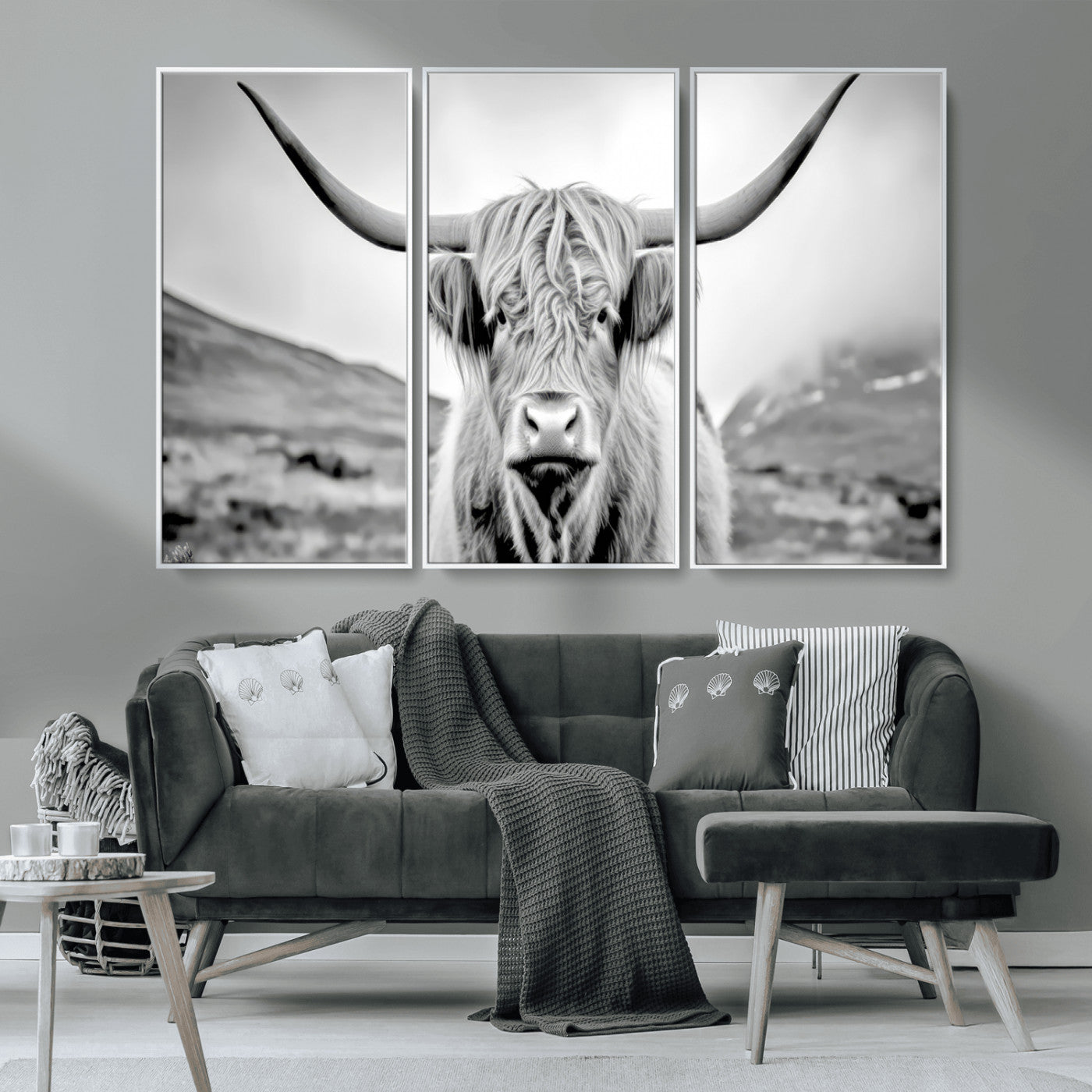 MGV-FC-48X32-3P - Scottish Cow Wall Art Canvas Print