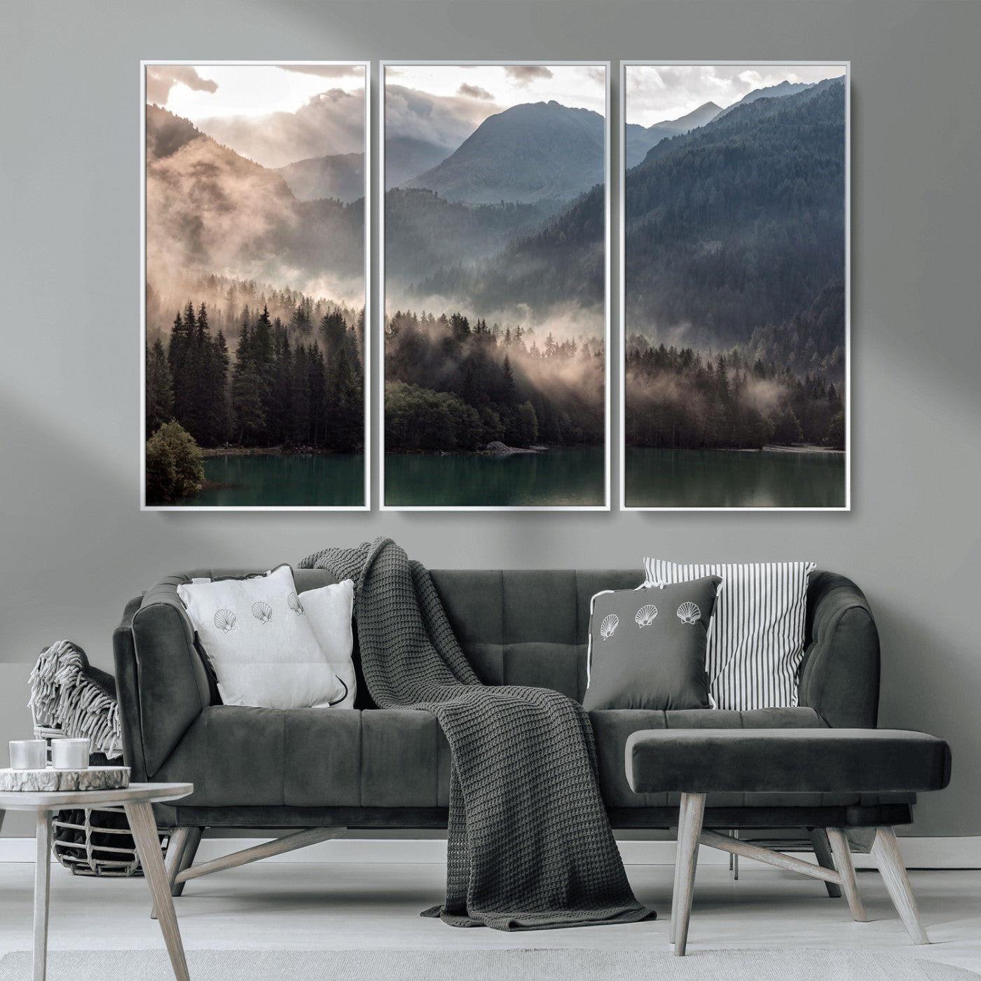 MGV-FC-48X32-3P - Foggy Mountain Canvas Print Forest Wall Art