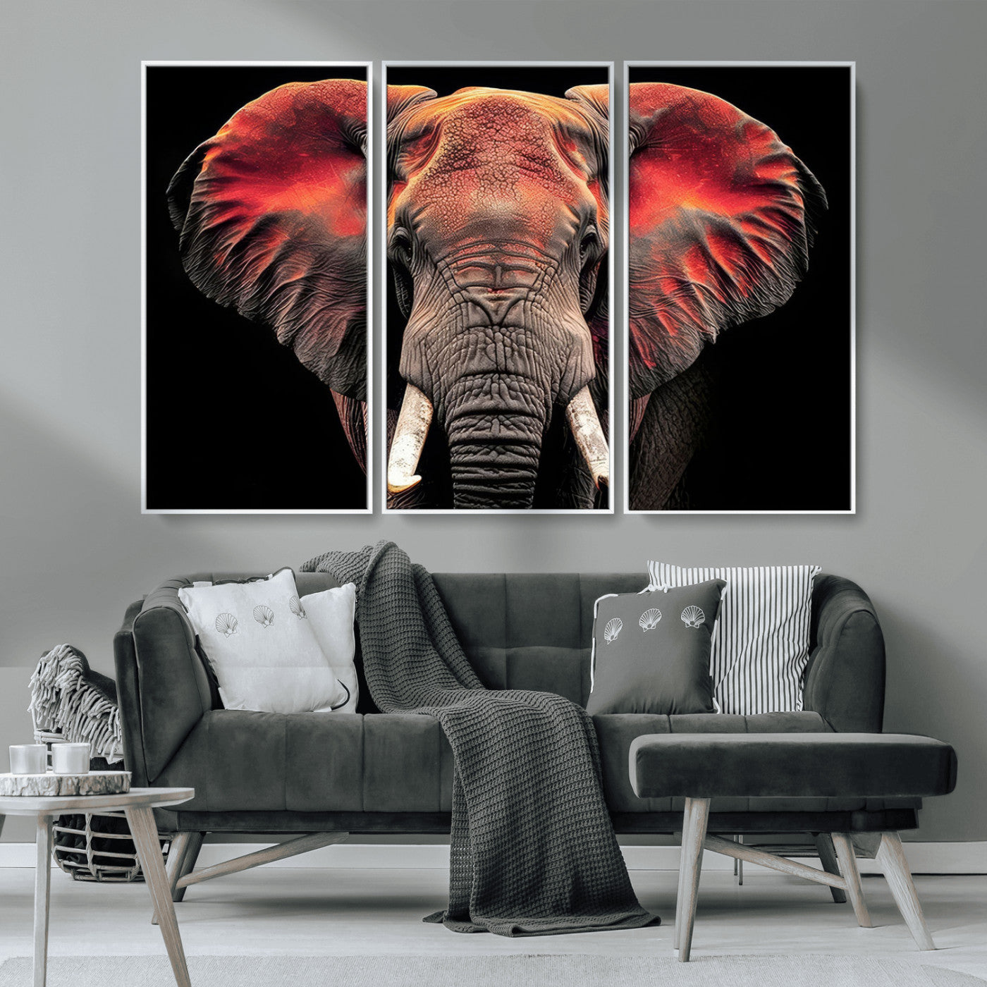 54719-MGV-FC-48X32-3P_White-Elephant Wall Art Canvas Print