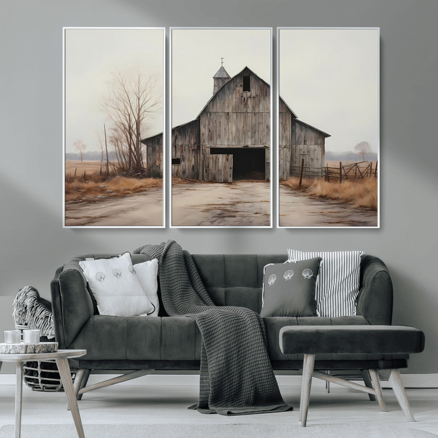 MGV-FC-48X32-3P - Farmhouse Rustic Barn Wall Art Canvas Print – Framed and Ready to Hang – Perfect Addition to Farmhouse Wall Décor