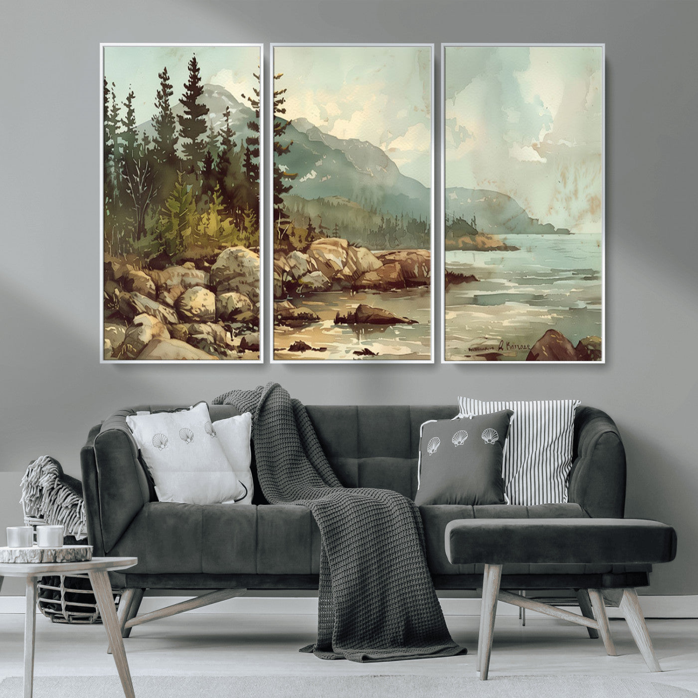 MGV-FC-48X32-3P - Abstract Acadia National Park Wall Art Canvas Print - Stunning 3-Panel Wall Art Canvas Print, Framed, Ready to Hang