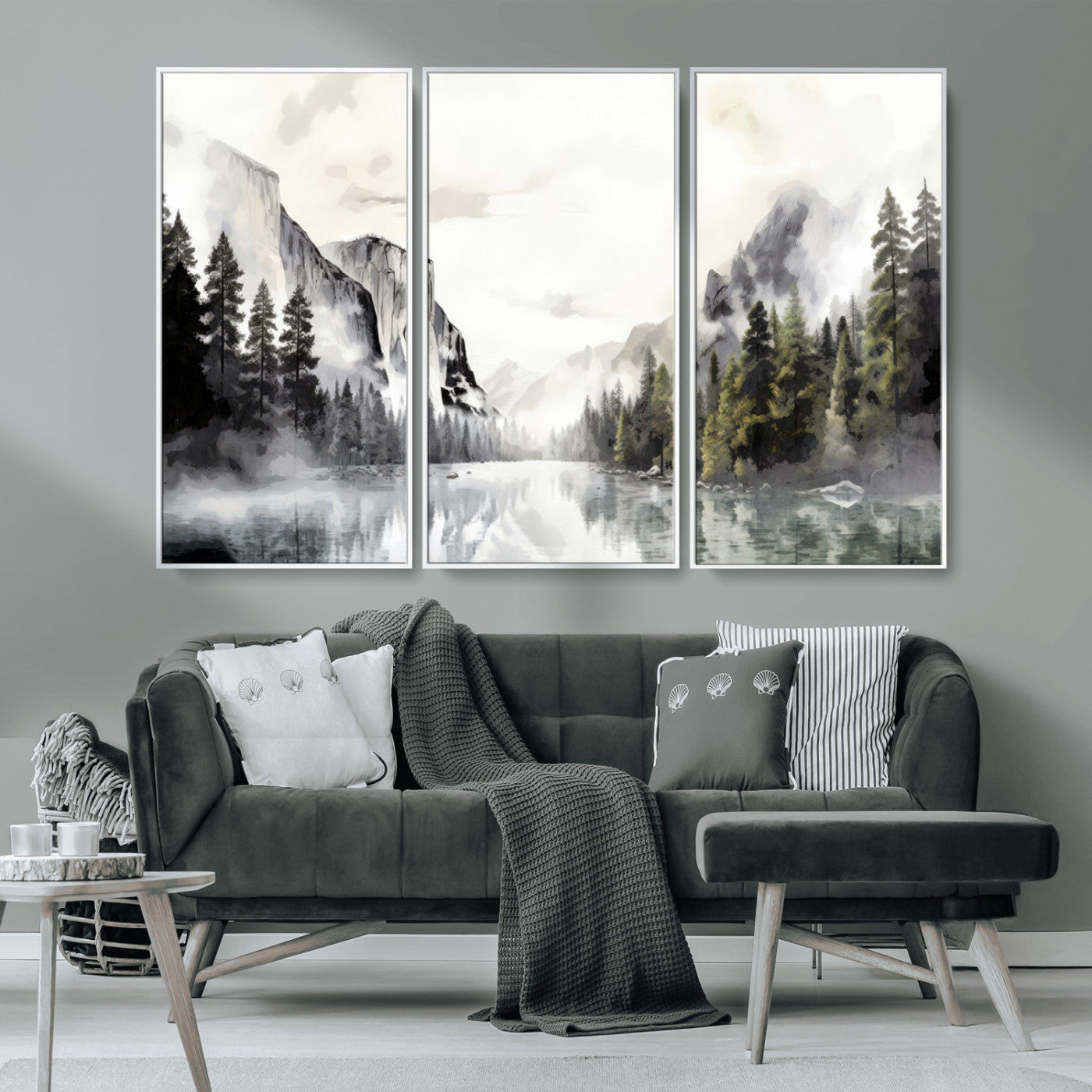 MGV-FC-48X32-3P - Yosemite Valley Wall Art Canvas Print – Framed and Ready to Hang – Majestic Nature Landscape Décor