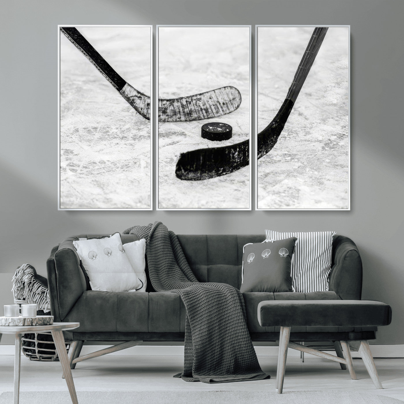 MGV-FC-48X32-3P - Winter Ice Hockey Sport Canvas Wall Art Print - Hockey Wall Art Print