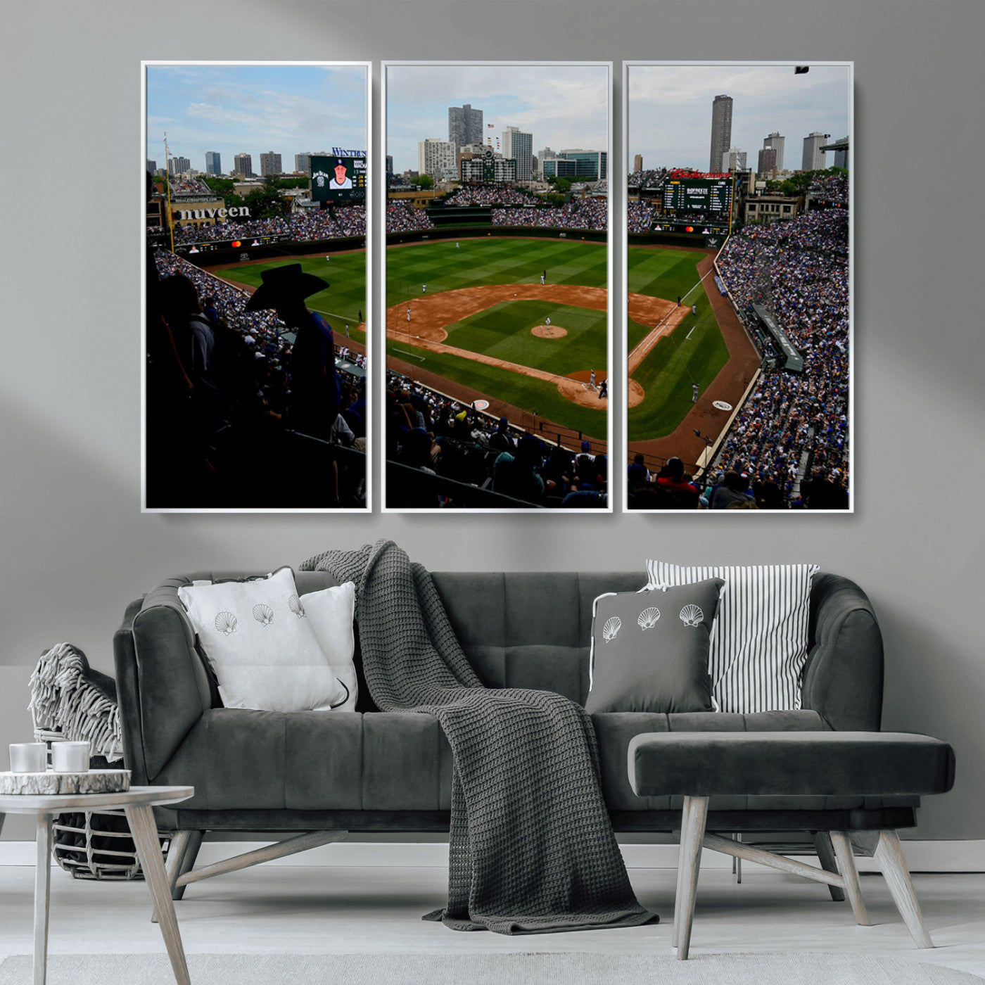MGV-FC-48X32-3P - Chicago Cubs Baseball Team Print - Wrigley Field Stadium Wall Art Canvas Print
