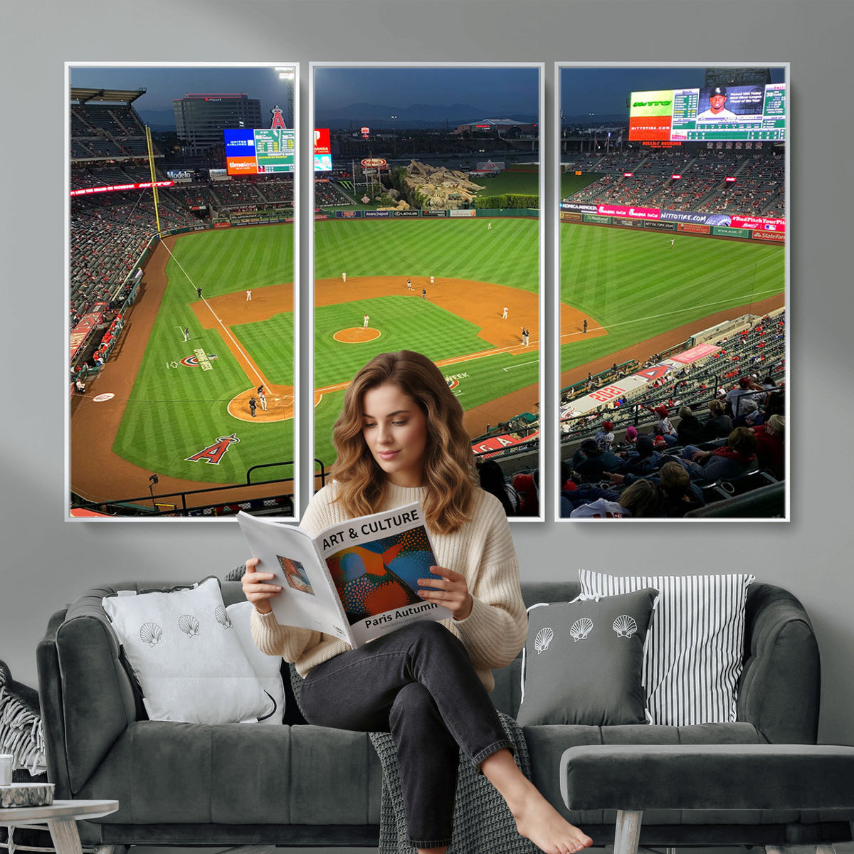 93707-MGV-CV-36X24 - Angel Stadium Aerial Canvas Print | Los Angeles Angels Baseball