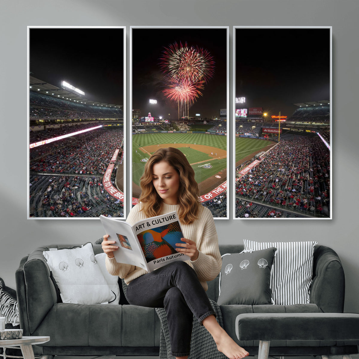 63592-MGV-CV-36X24 - Angel Stadium in Los Angeles Stadium Wall Art Canvas Print