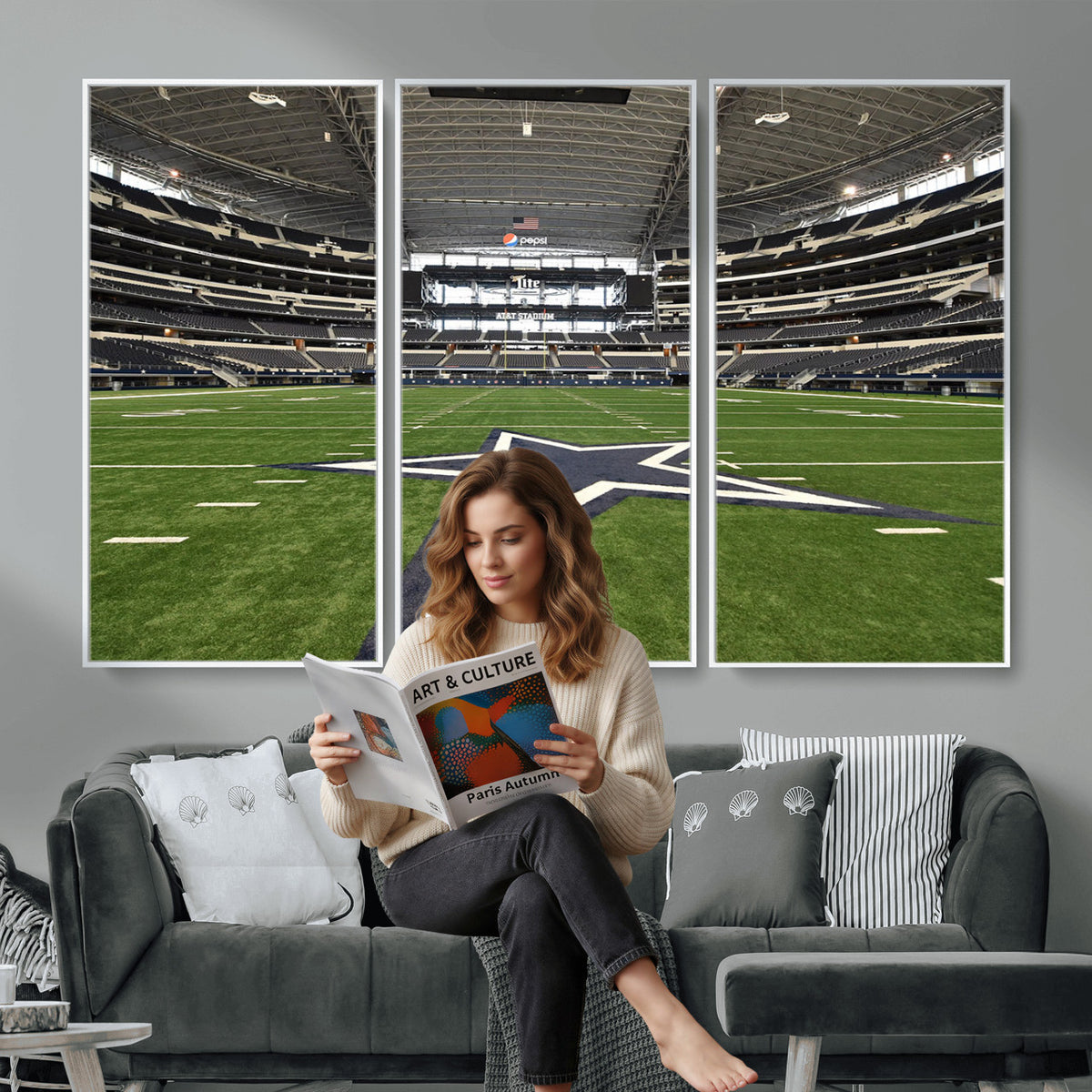 14834-MGV-CV-36X24 - Dallas Cowboys Football Team Print - Arlington AT&T Stadium