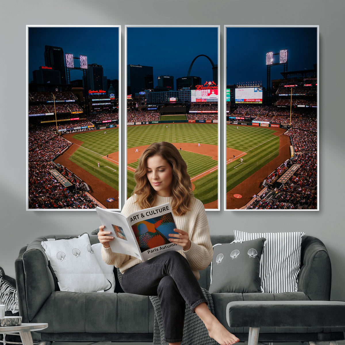 38612-MGV-CV-36X24 - St. Louis Cardinals Baseball Team Print - Busch Stadium Wall Art