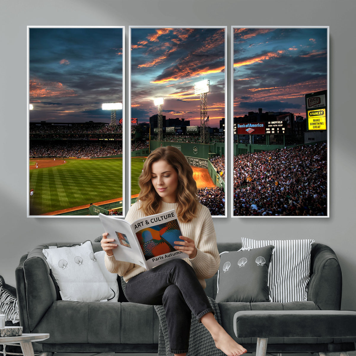 66781-MGV-CV-36X24 - Fenway Park Boston Massachusetts Stadium Wall Art Canvas Print