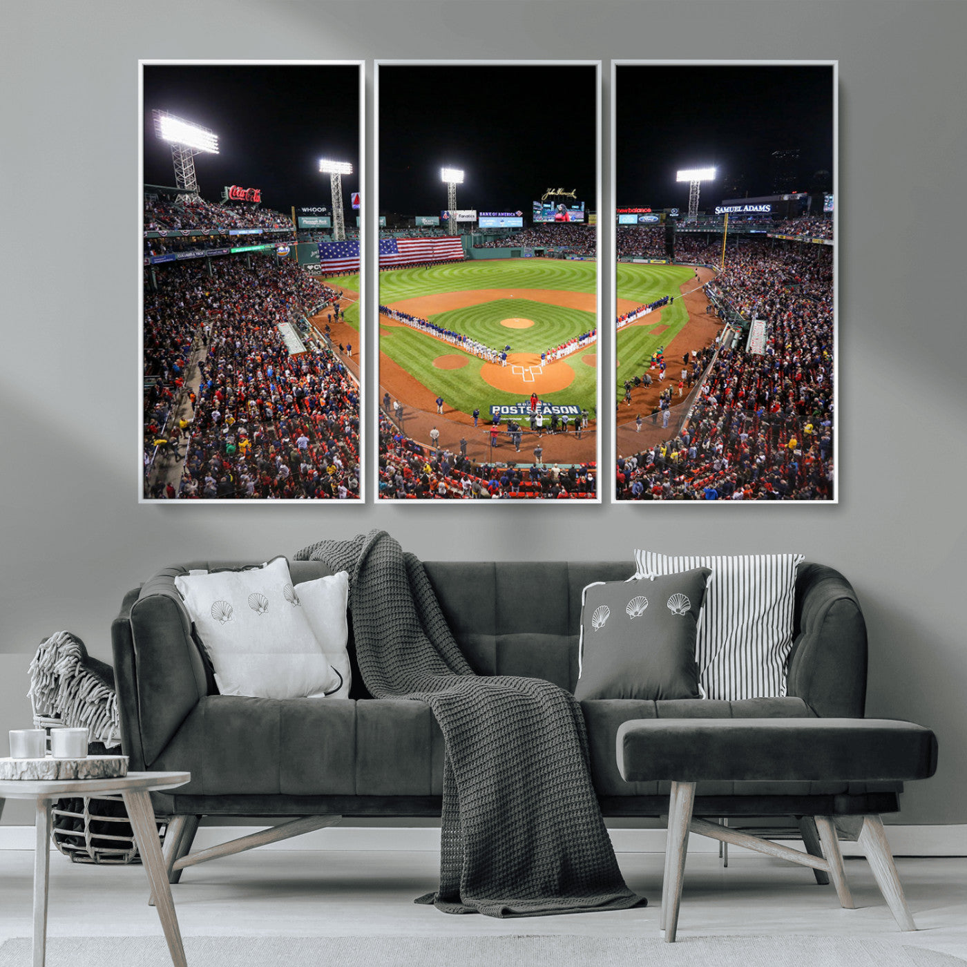 MGV-FC-48X32-3P - Fenway Park Wall Art Canvas Print | Large Baseball Stadium Canvas Print for Boston Red Sox Fans | Framed Ready-to-Hang Boston Sports Decor Artwork