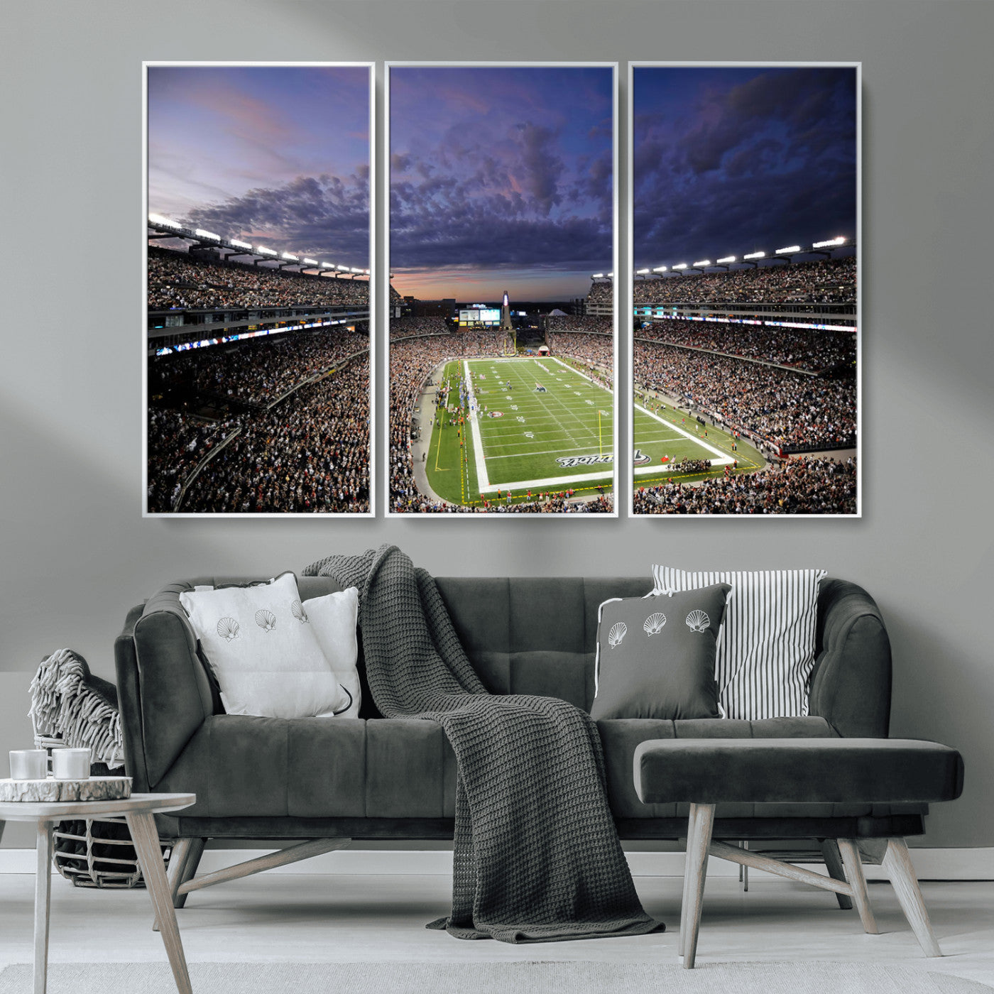 MGV-FC-48X32-3P - New England Patriots Football Team Print - Foxborough Gillette Stadium Wall Art Canvas Print