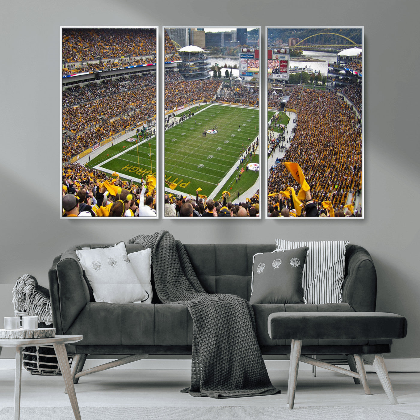 MGV-FC-48X32-3P - Pittsburgh Steelers Football Team Print - Pittsburgh Heinz Field Stadium Wall Art Canvas Print