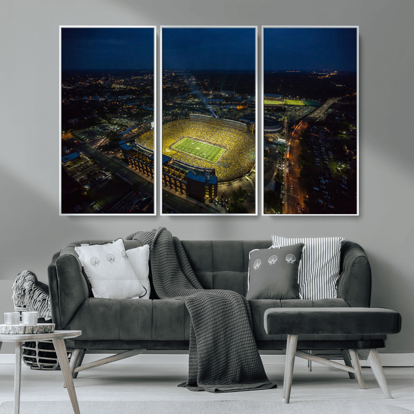 MGV-FC-48X32-3P - Michigan Wolverines Football Team Print - Michigan Stadium Wall Art Canvas Print