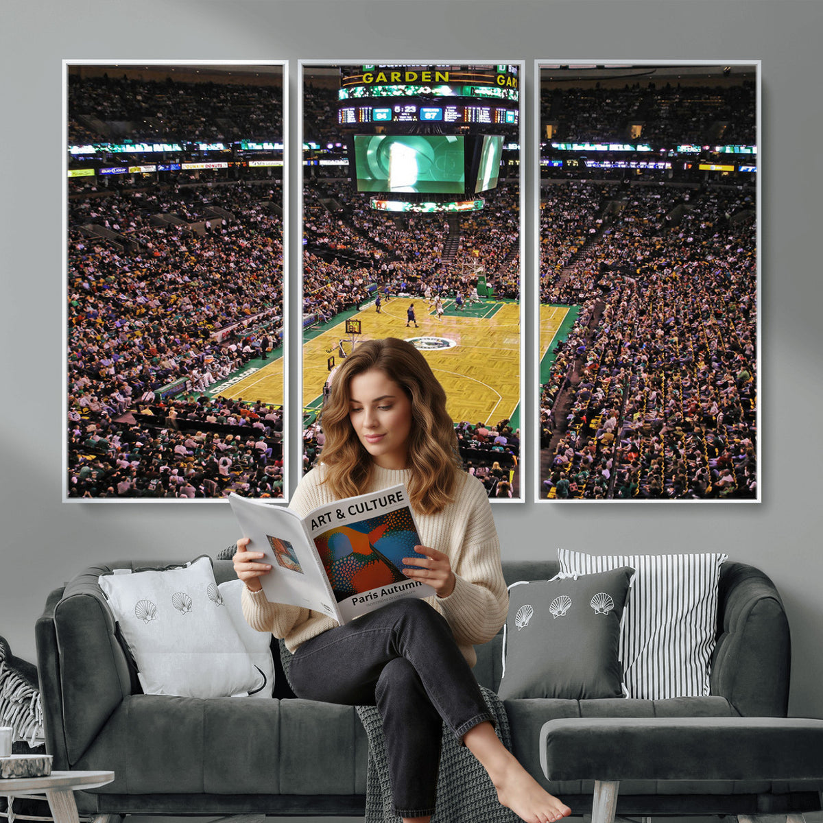 21705-MGV-CV-36X24 - TD Garden Basketball Canvas Wall Art | Boston Celtics Live Action