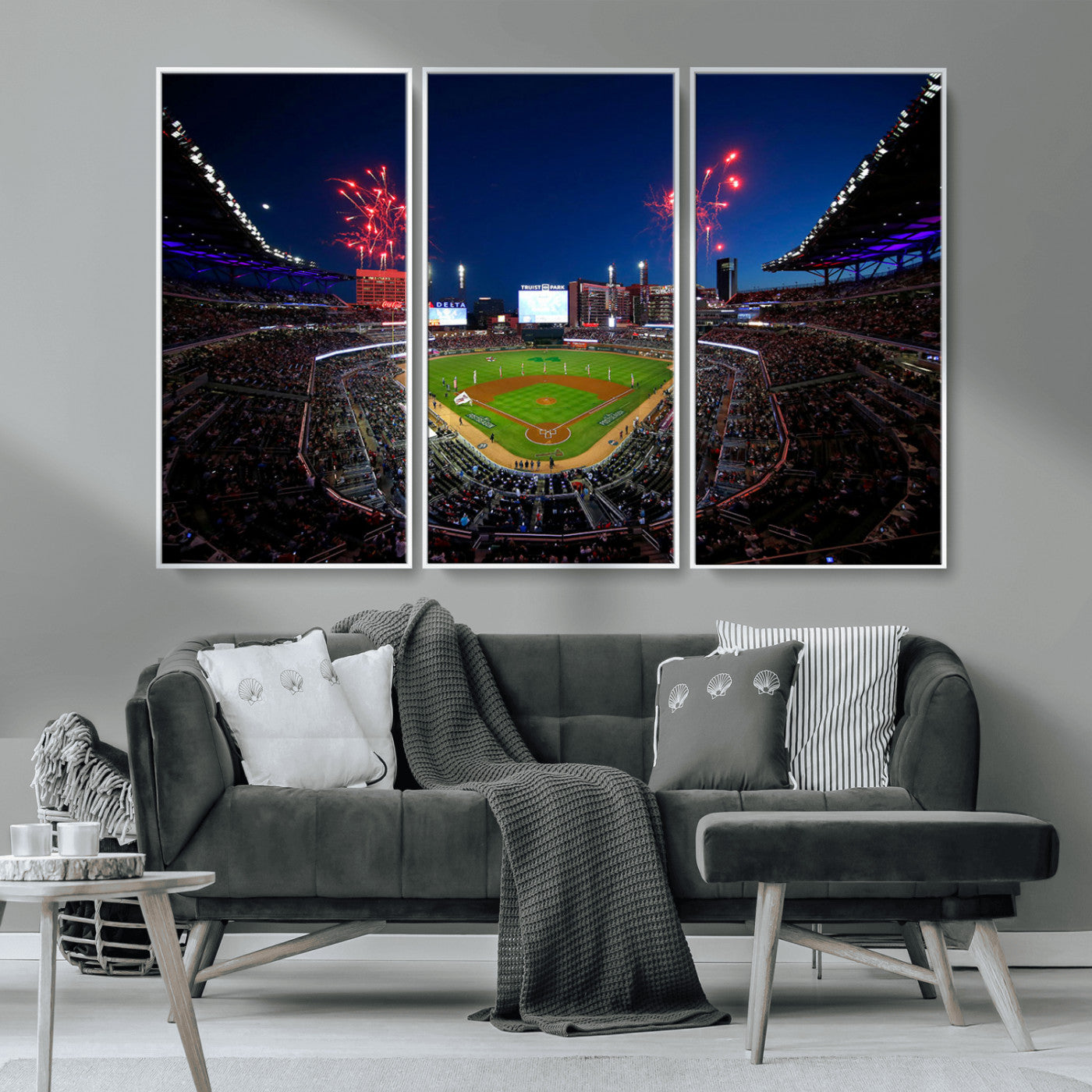 MGV-FC-48X32-3P - Truist Park Atlanta Braves Baseball Stadium Wall Art Print | Large 3-Panel Canvas Print for Sports