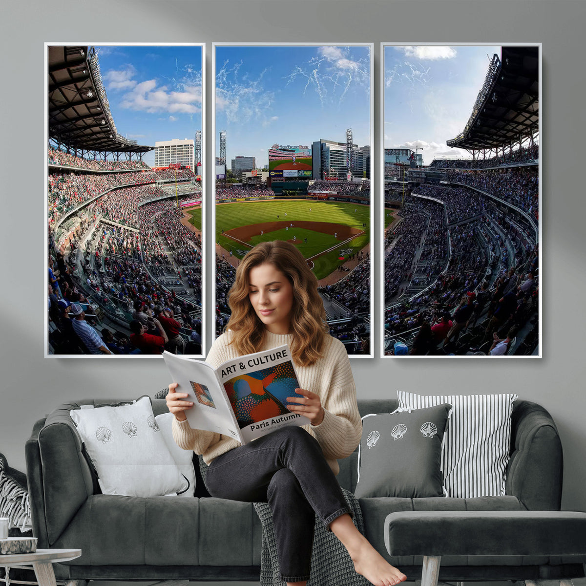 78608-MGV-CV-36X24 - Truist Park Stadium Canvas Wall Art, Atlanta Braves Game Day Decor