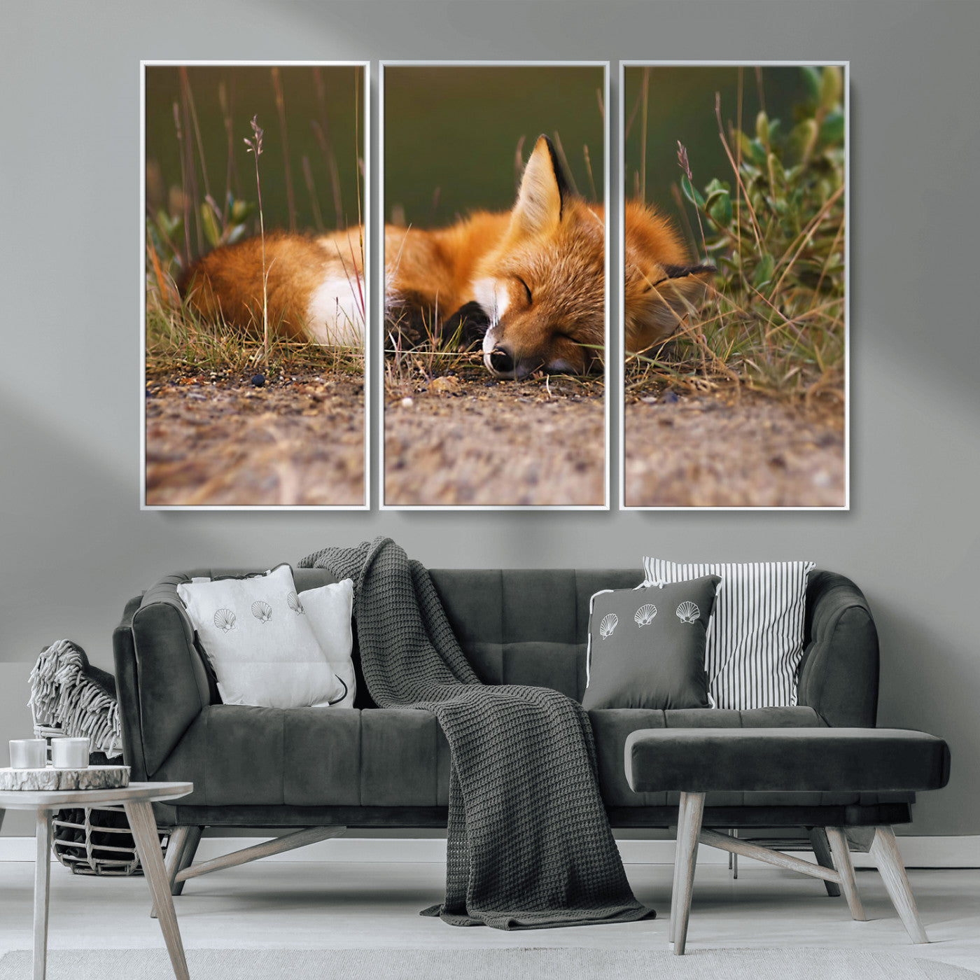 -Sleeping Fox Wall Art Canvas Print, Farmhouse Wall Decor and Animal Wall Art Print