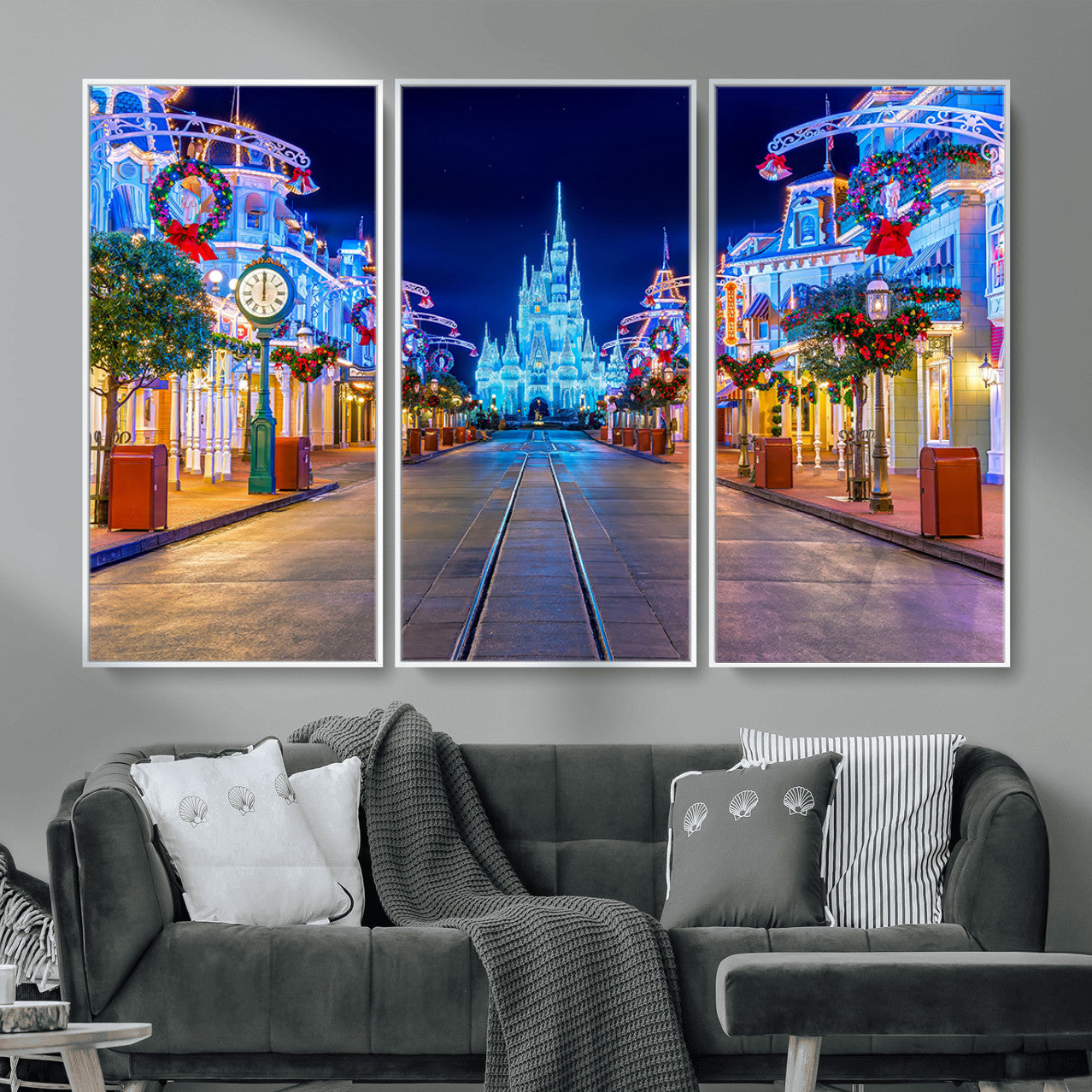 12470-MGV-CV-36X24 - Disney Wall Art | Castle Large Wall Art Disney Magic Kingdom Print for Kids Room Decoration | Disney