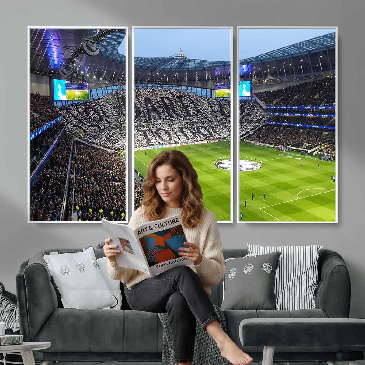 38765-MGV-CV-36X24 - Tottenham Hotspur Stadium Canvas Print, Match Day Triple Canvas Wall Art