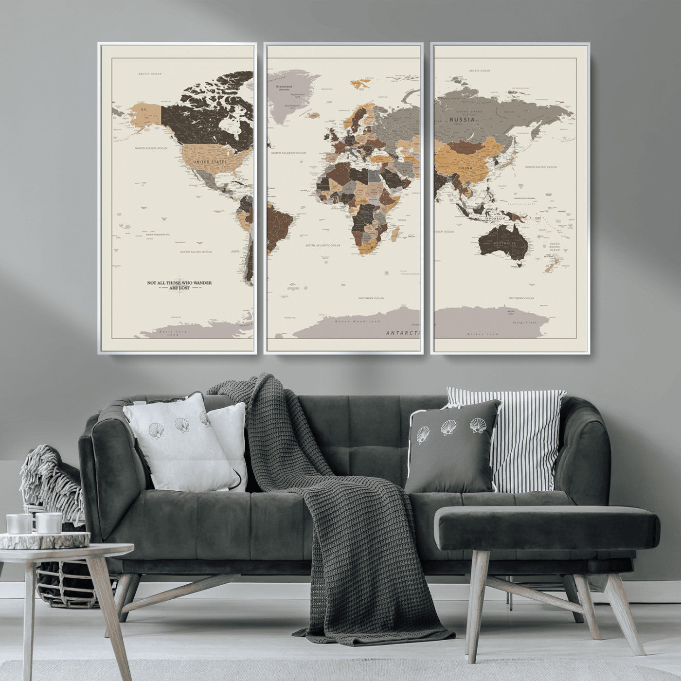 MGV-FC-48X32-3P - Push Pin World Map Canvas Print – Framed Wall Art for Couples to Track Their Travels – Anniversary