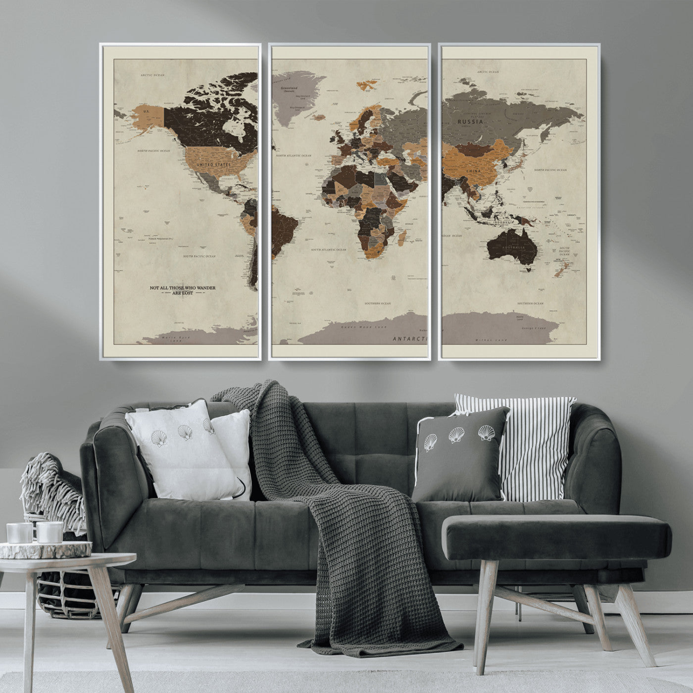 MGV-FC-48X32-3P - Push Pin World Map Canvas Print – Framed Wall Art for Couples to Track Their Travels – Anniversary