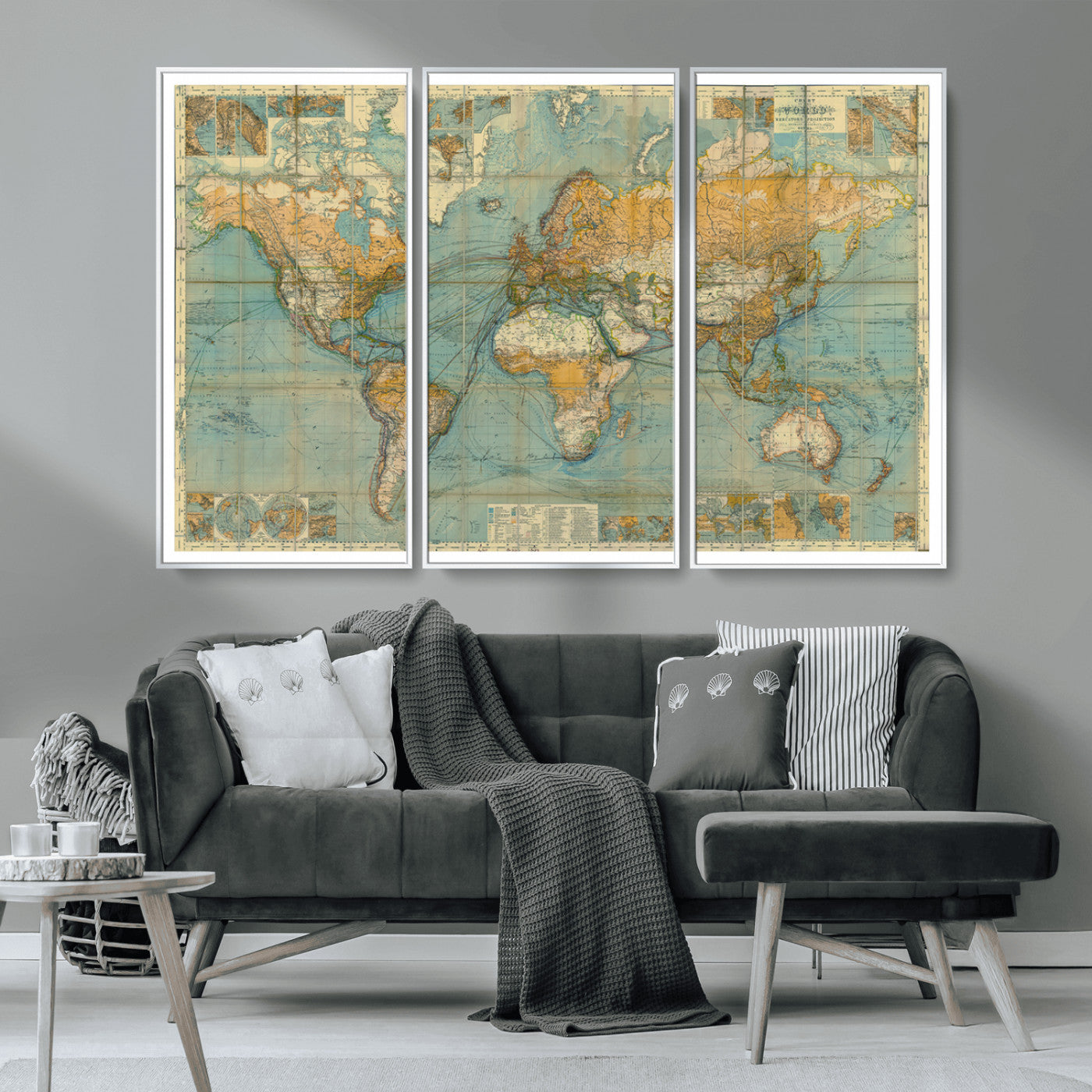 MGV-FC-48X32-3P - Push Pin World Map Canvas Print – Framed Wall Art for Couples to Track Their Travels – Anniversary