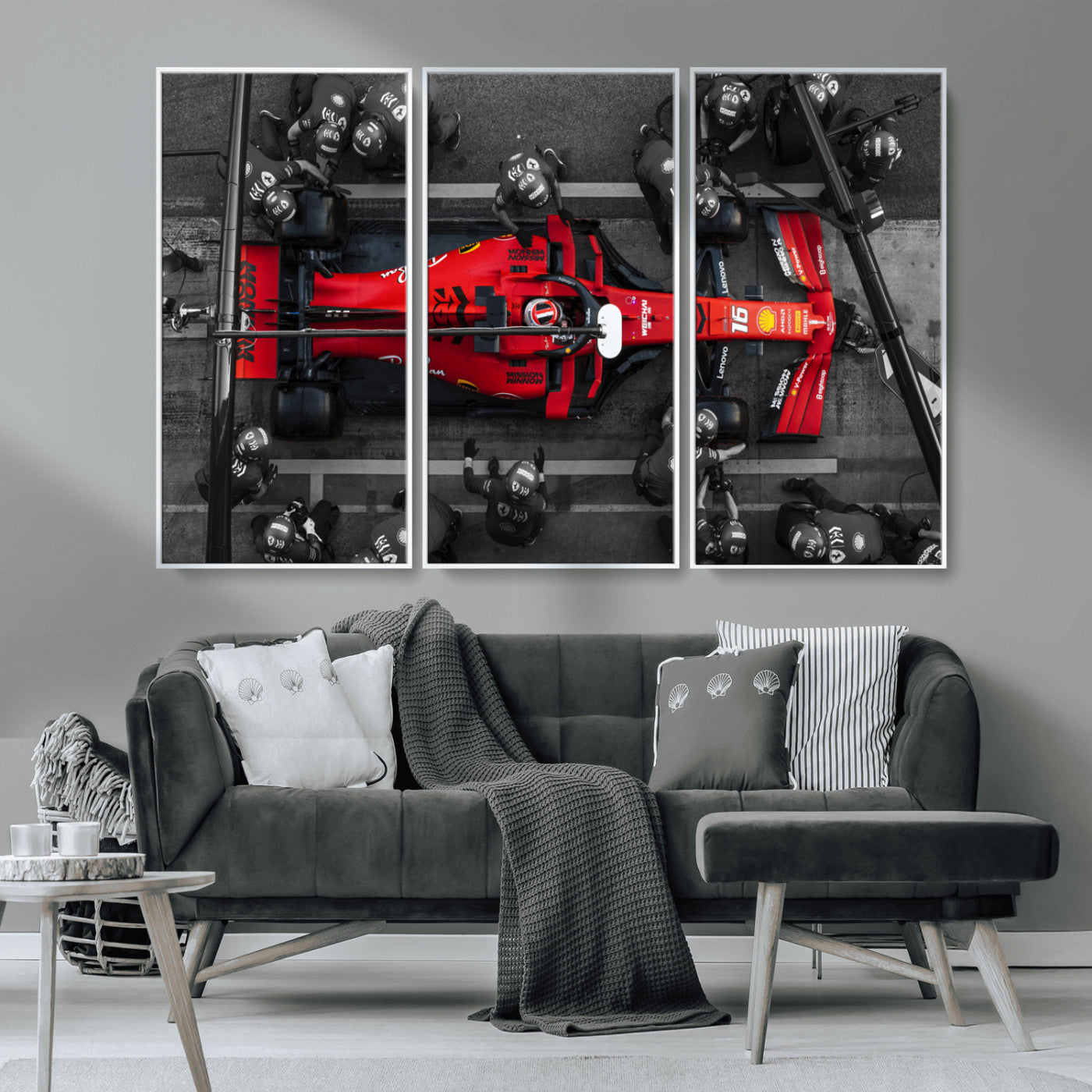 MGV-FC-48X32-3P - Ferrari Pit Stop Canvas Wall Art – Precision and Speed Captured in Bold Motorsport Imagery – Ready