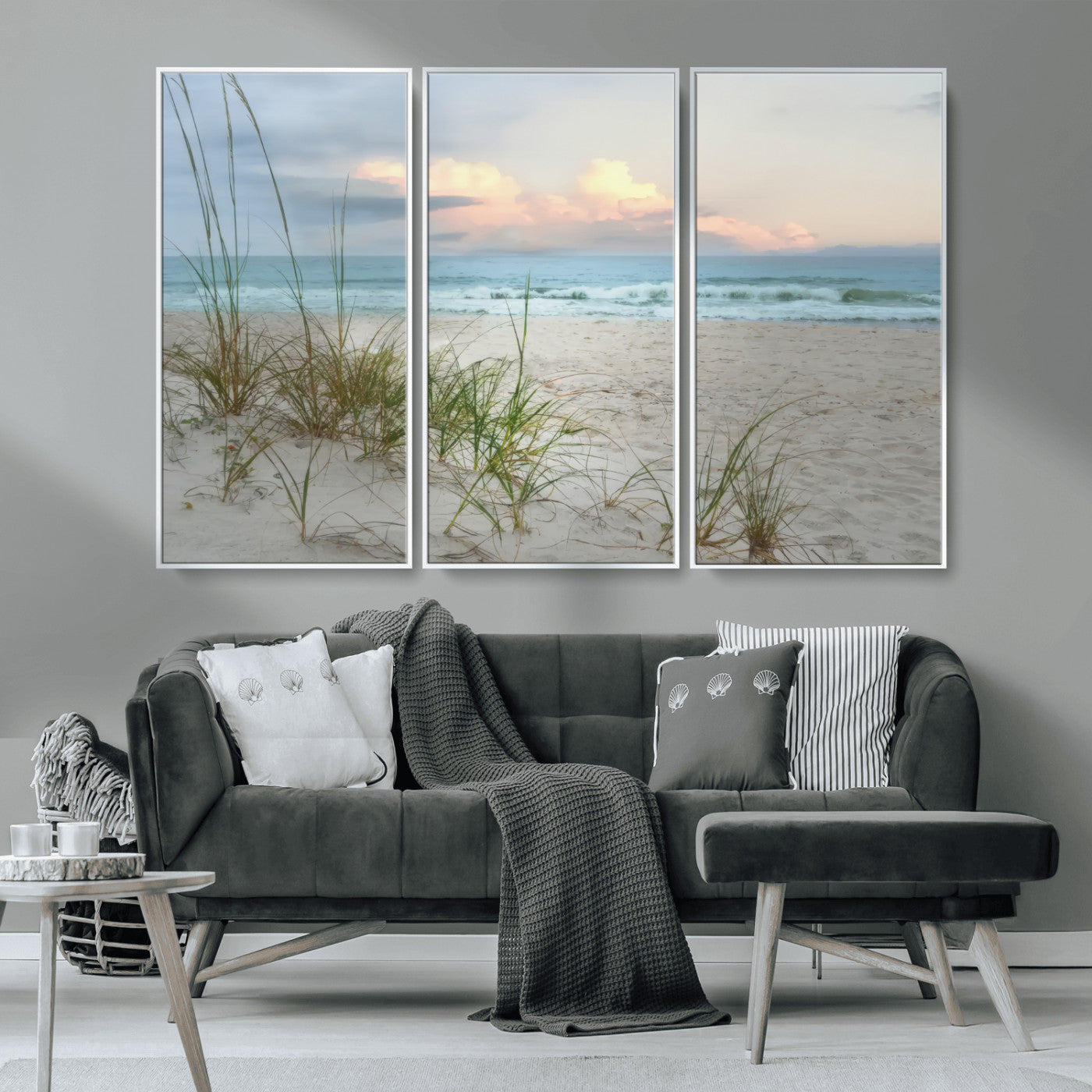 MGV-FC-48X32-3P - Flight Over Coastal Beach Landscape, Flight Over Coastal Beach Print Canvas Wall Art