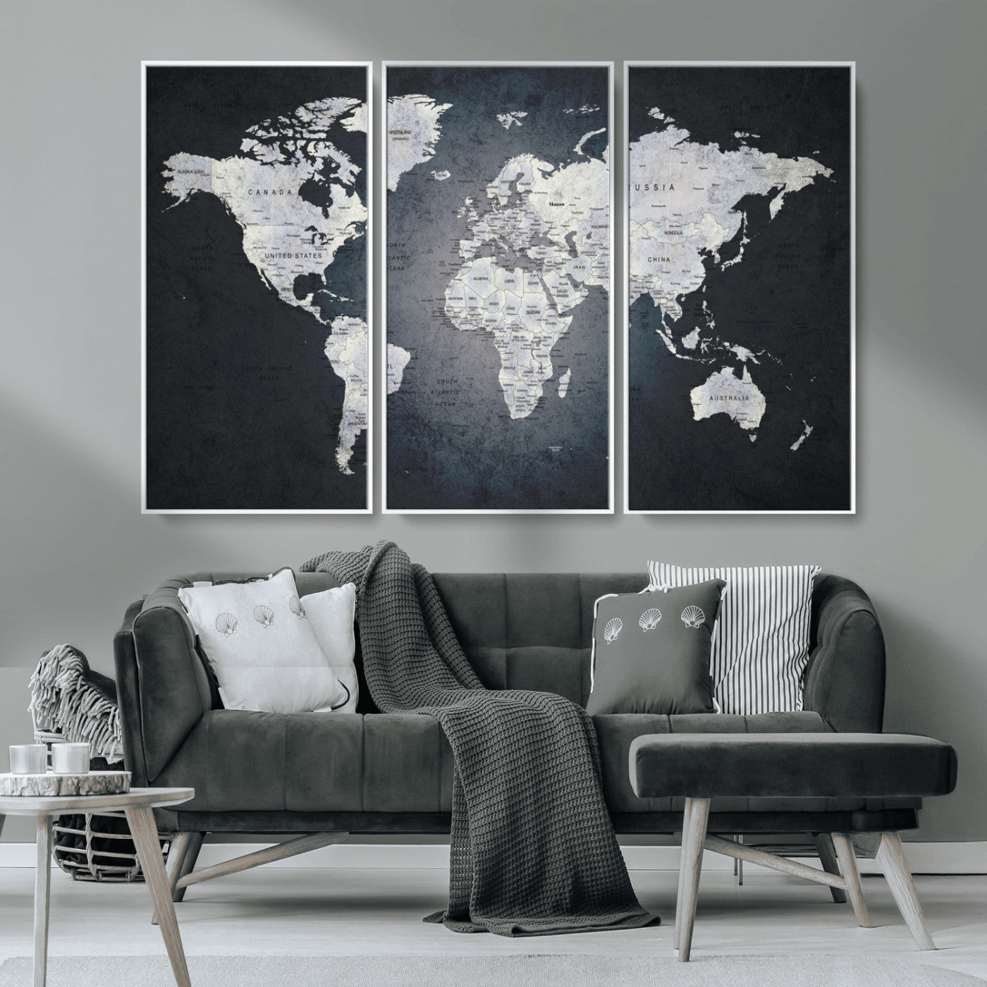 MGV-FC-48X32-3P - World Map Wall Art Canvas Print for Home and Office Decor