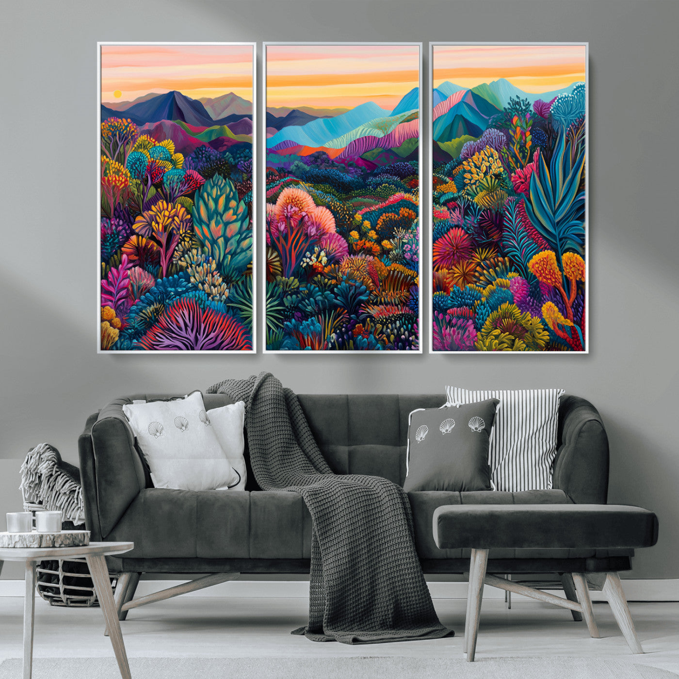 MGV-FC-48X32-3P - Colorful Abstract Landscape Wall Art Print Canvas - Vibrant Modern Decor for Living Room, Office, or