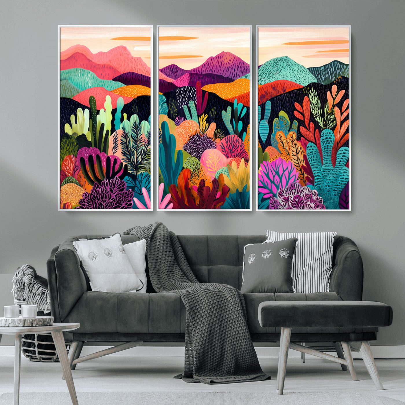 MGV-FC-48X32-3P - Abstract Kusama Print - Landscape Canvas Wall Art Print - Vibrant Modern Decor for Living Room,