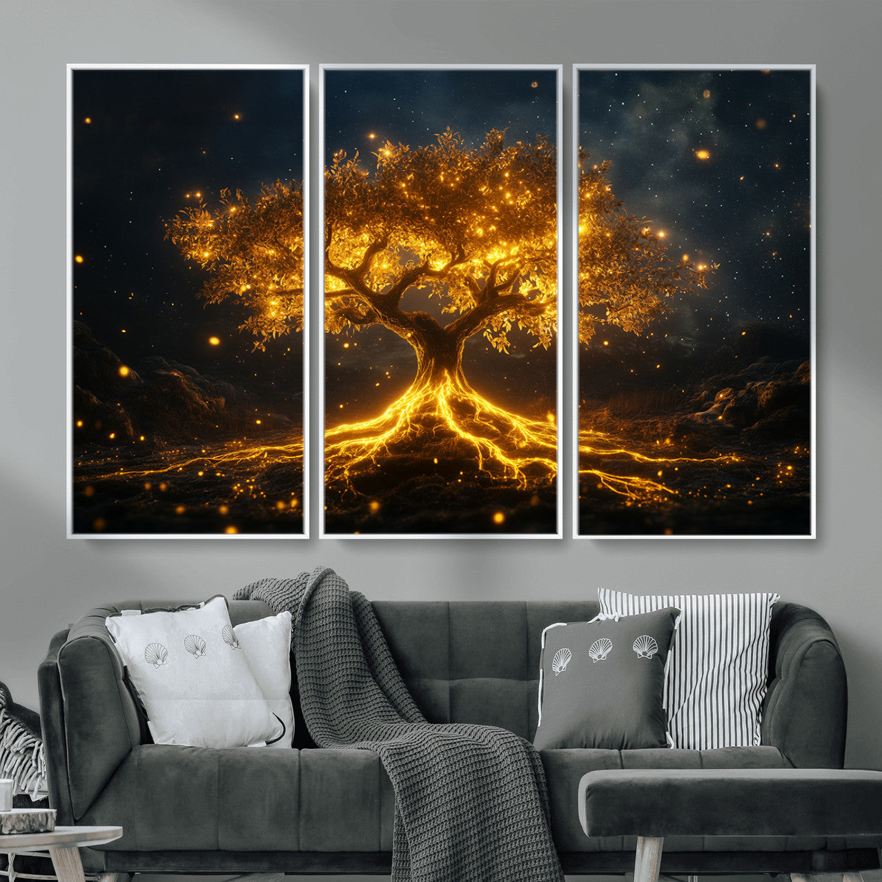 60194-MGV-CV-36X24 - Golden Tree of Life Canvas Wall Art Print - Majestic Tree of Life Print for Living Room and Office Decor